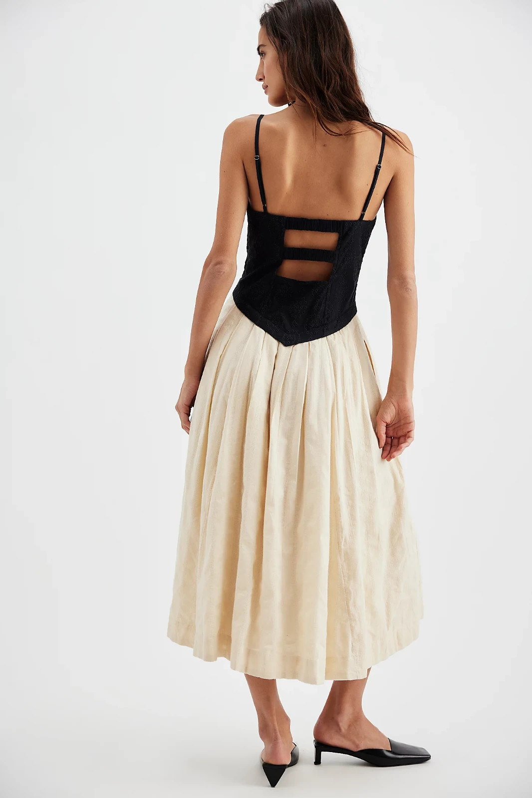 Free People Salvador Midi S 6 Women’s Sleeveless Black & Cream Dress NEW 46624