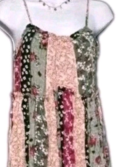 Love Richie Patchwork Mini Dress Small NWT Boho Lined Adjustable Straps Flowy