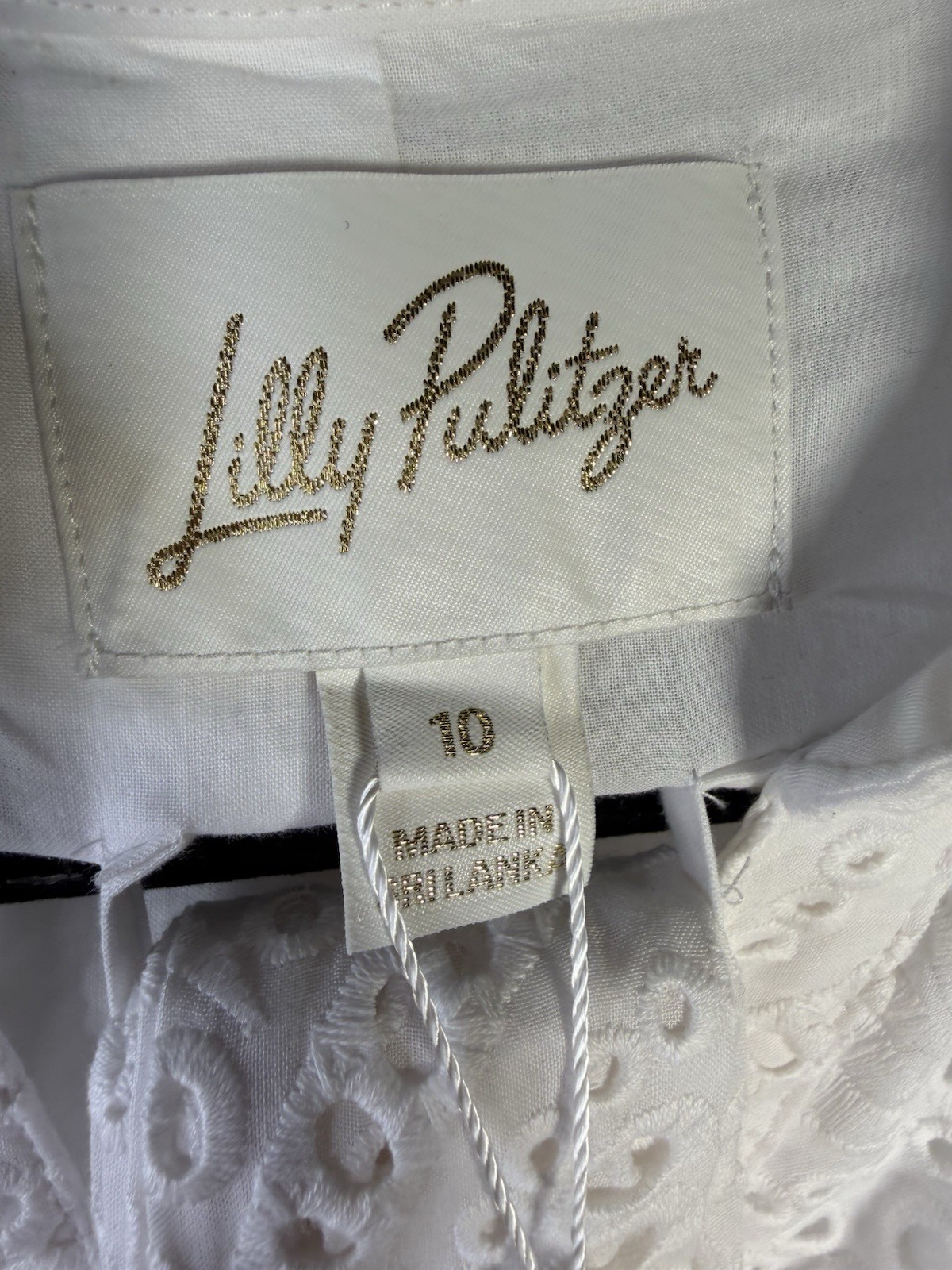 Lilly Pulitzer Eira White Muse Pineapple Tile Eyelet Midi Shirt Dress Sz 10 NWT