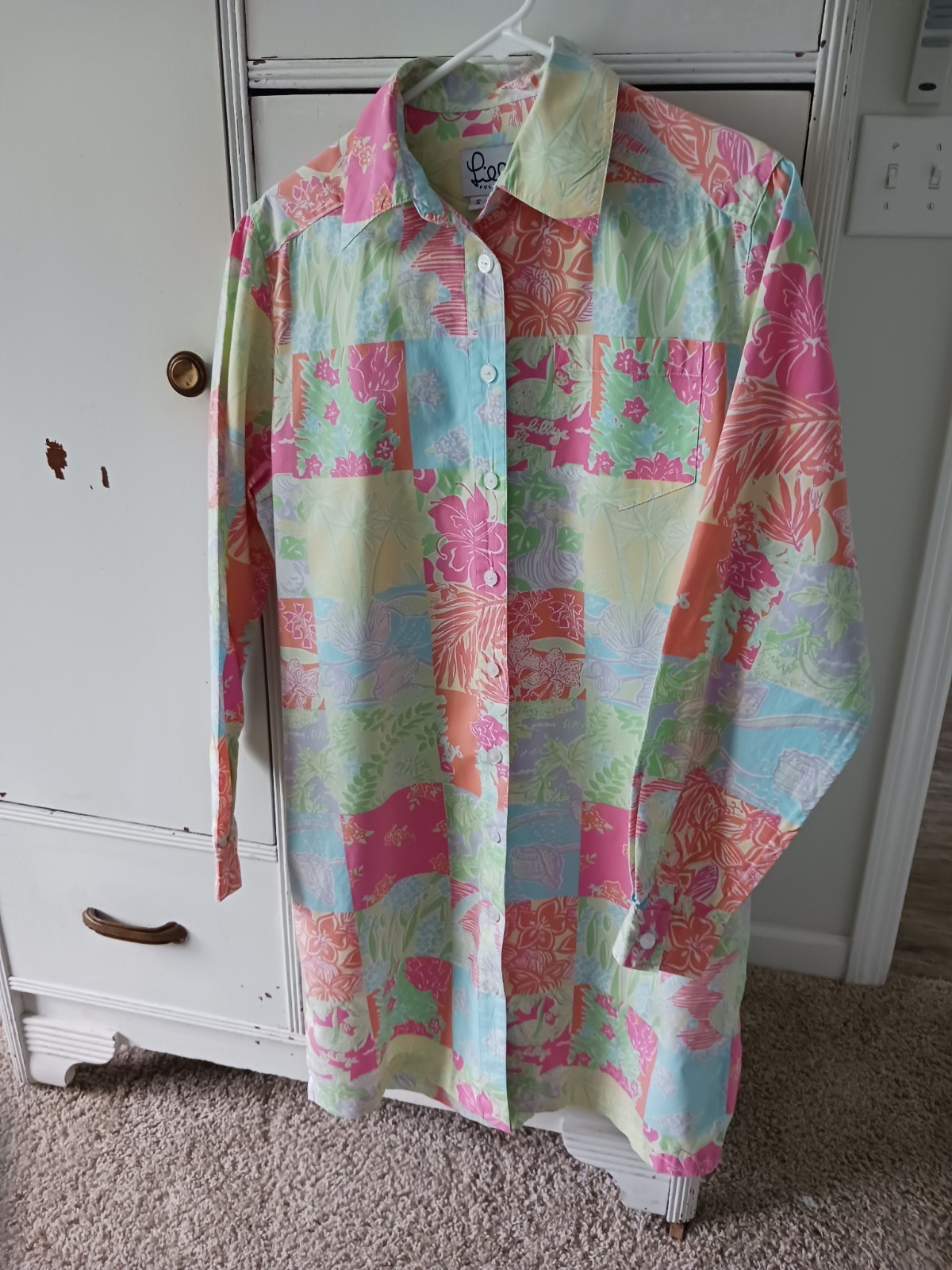 Vintage Lilly Pulitzer White Label Patchwork Dress RARE Tropical