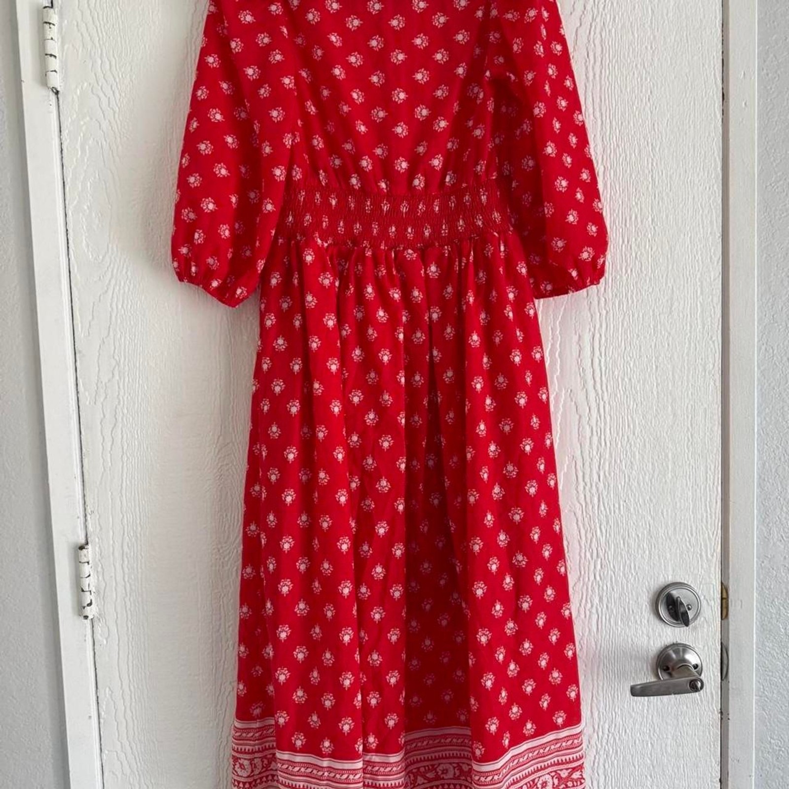 Polygram x Anthropologie Women’s Red and Orange Dress. Size XS