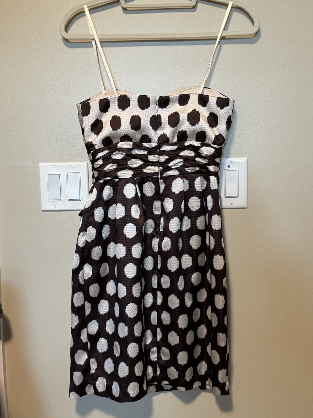 Max and Cleo black/white polka dot sweetheart bow sheath dress 2 knee length