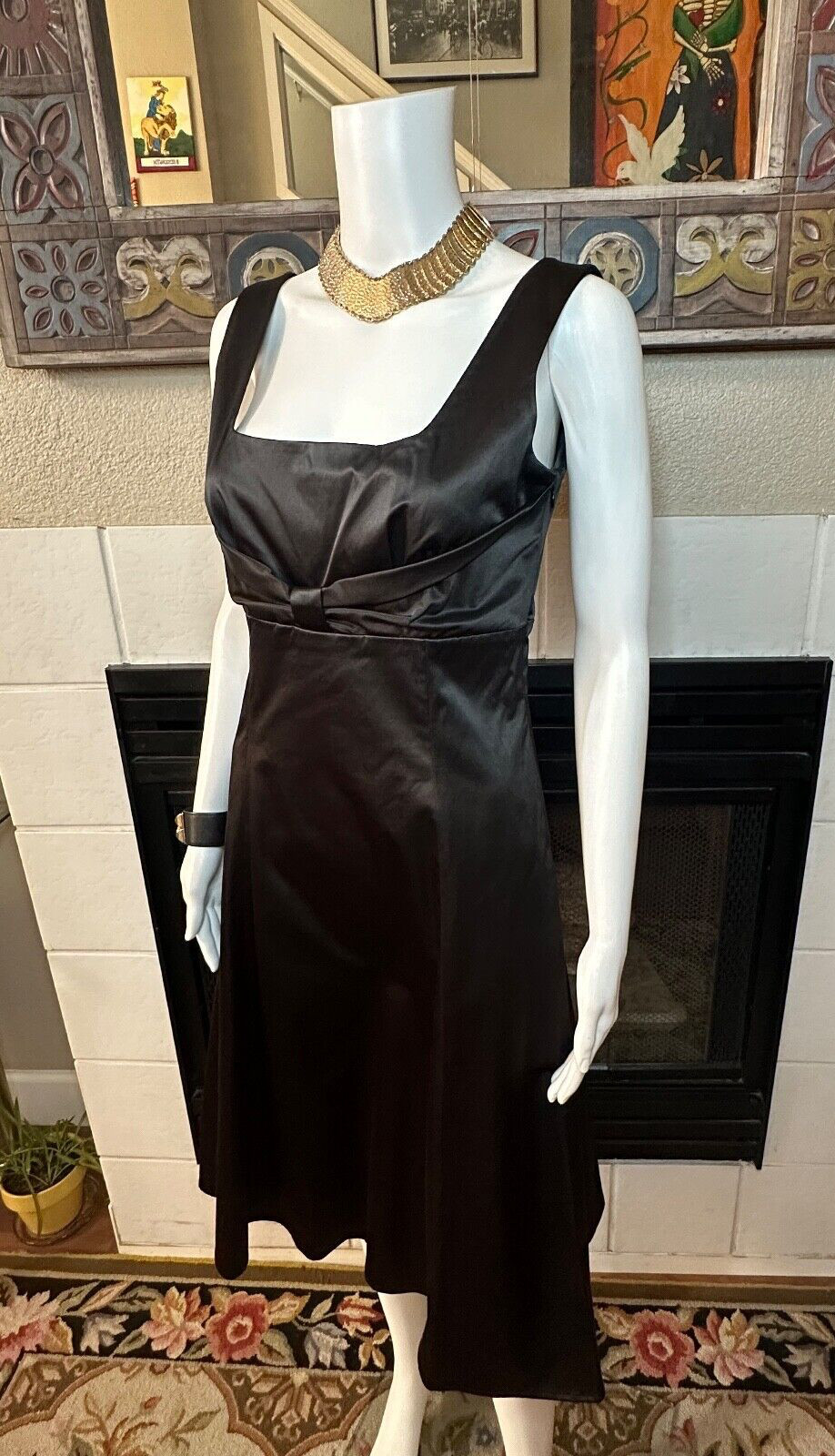silk assets black cocktail Dress armpit to armpit 16″ Length 41.5″