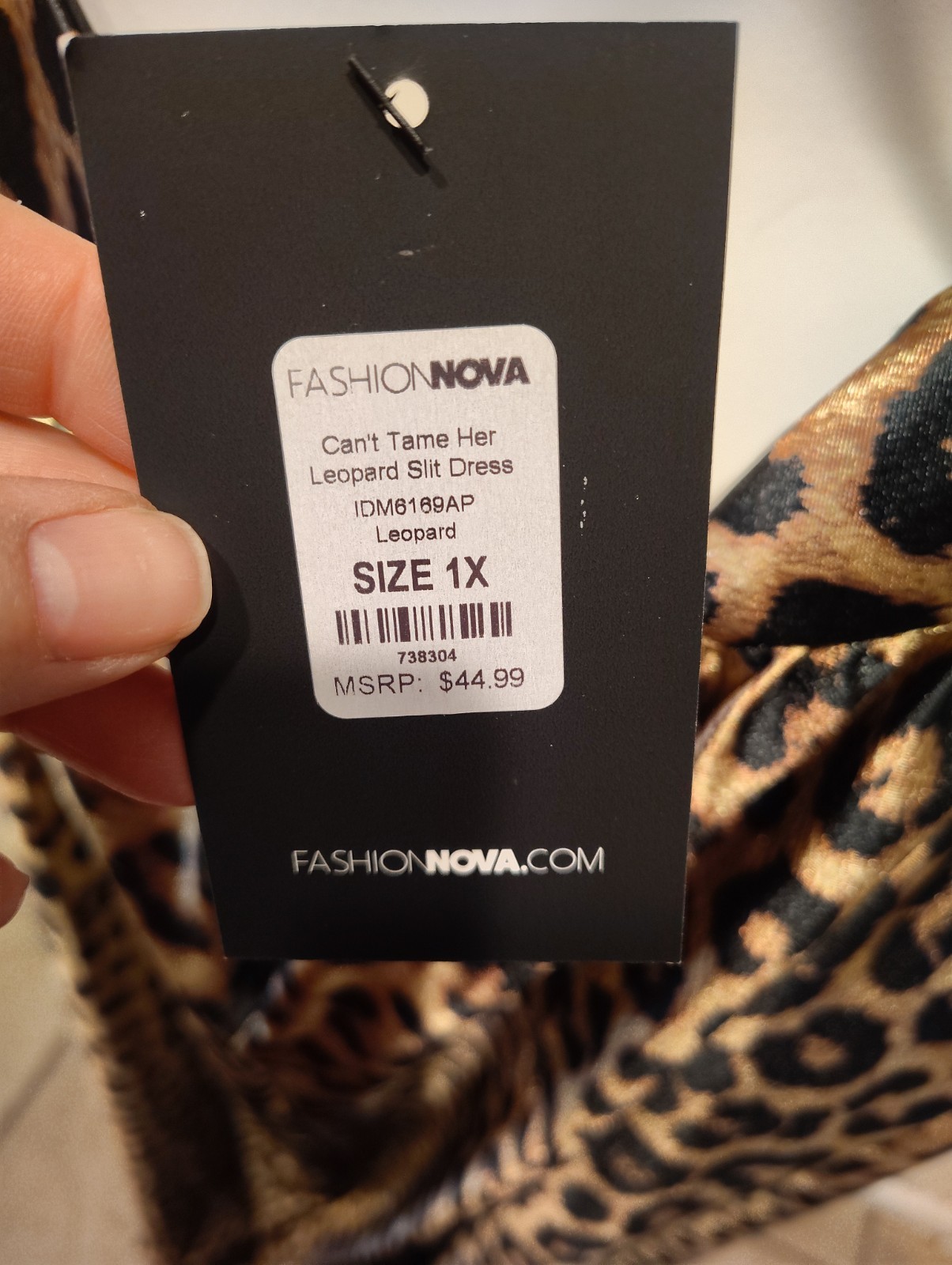 Fashion Nova NWT Can’t Tame Her Leopard Print Slit Maxi Dress 1X Glamour