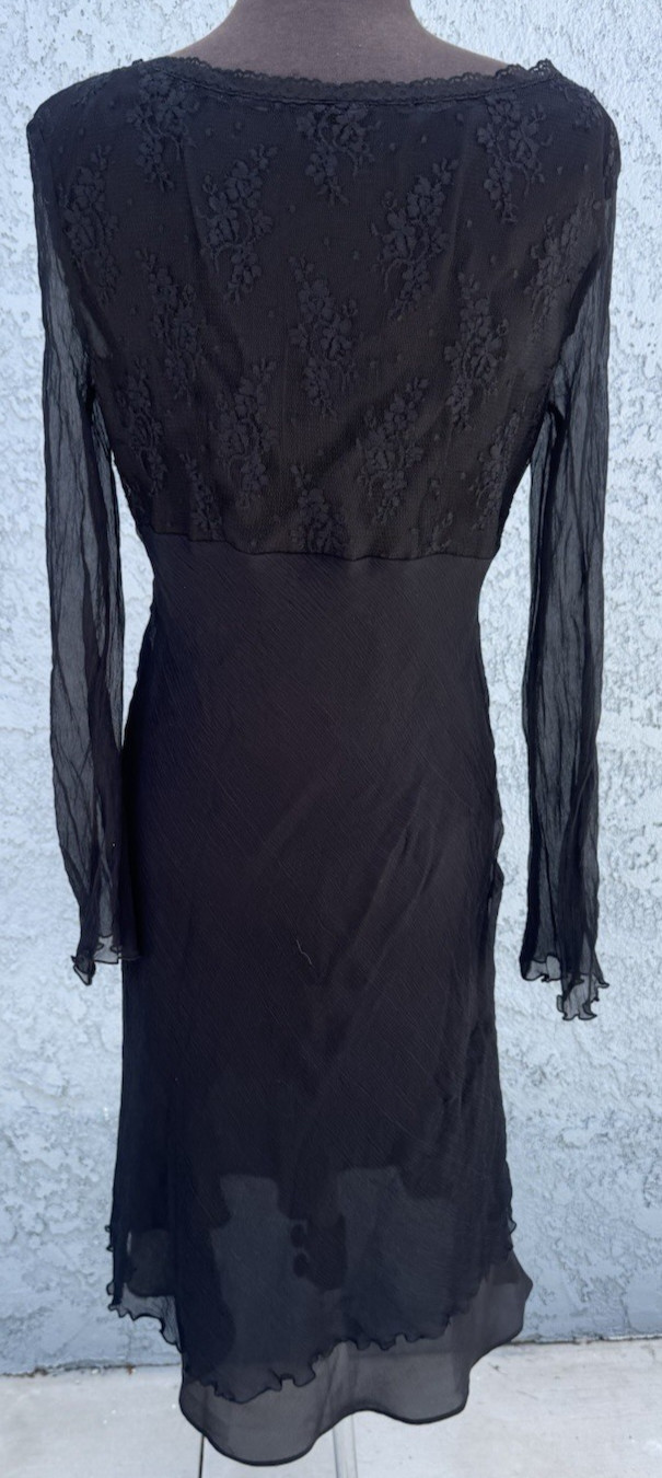 VTG Black Lace 100% Silk Dress By Mica Y2k Sz 12