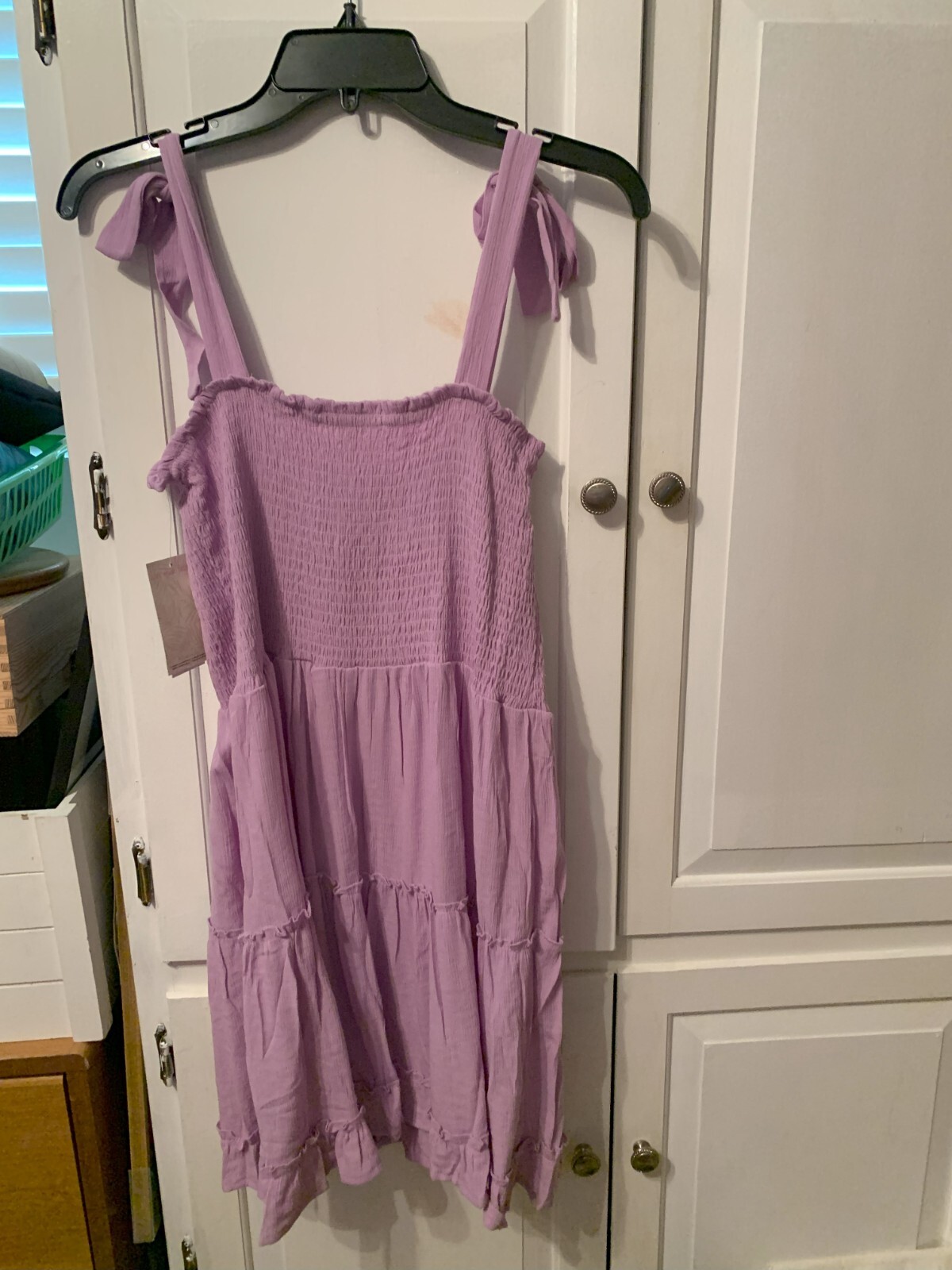NWT Miken South XL juniors lavendar ruffled tank tie dress w-ribbed top