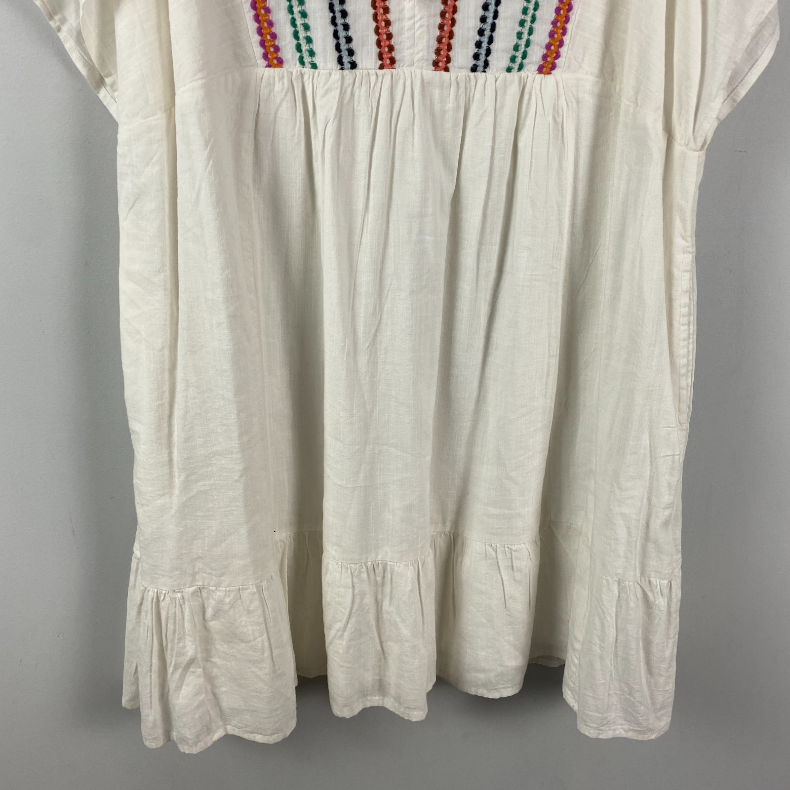 Knox Rose Kimono Short Sleeve Embroidered A-Line Dress Size XXL Ivory