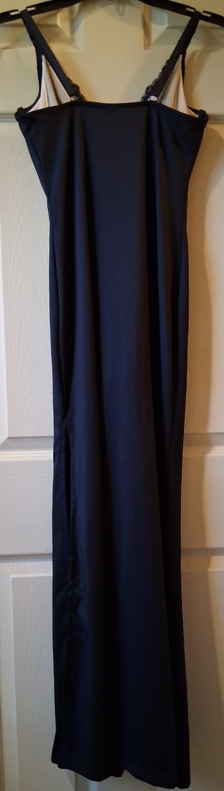 POPILUSH Lace Bias Side Slit Slimming Maxi Slip Dress SzS Black Vamp Whimsigoth