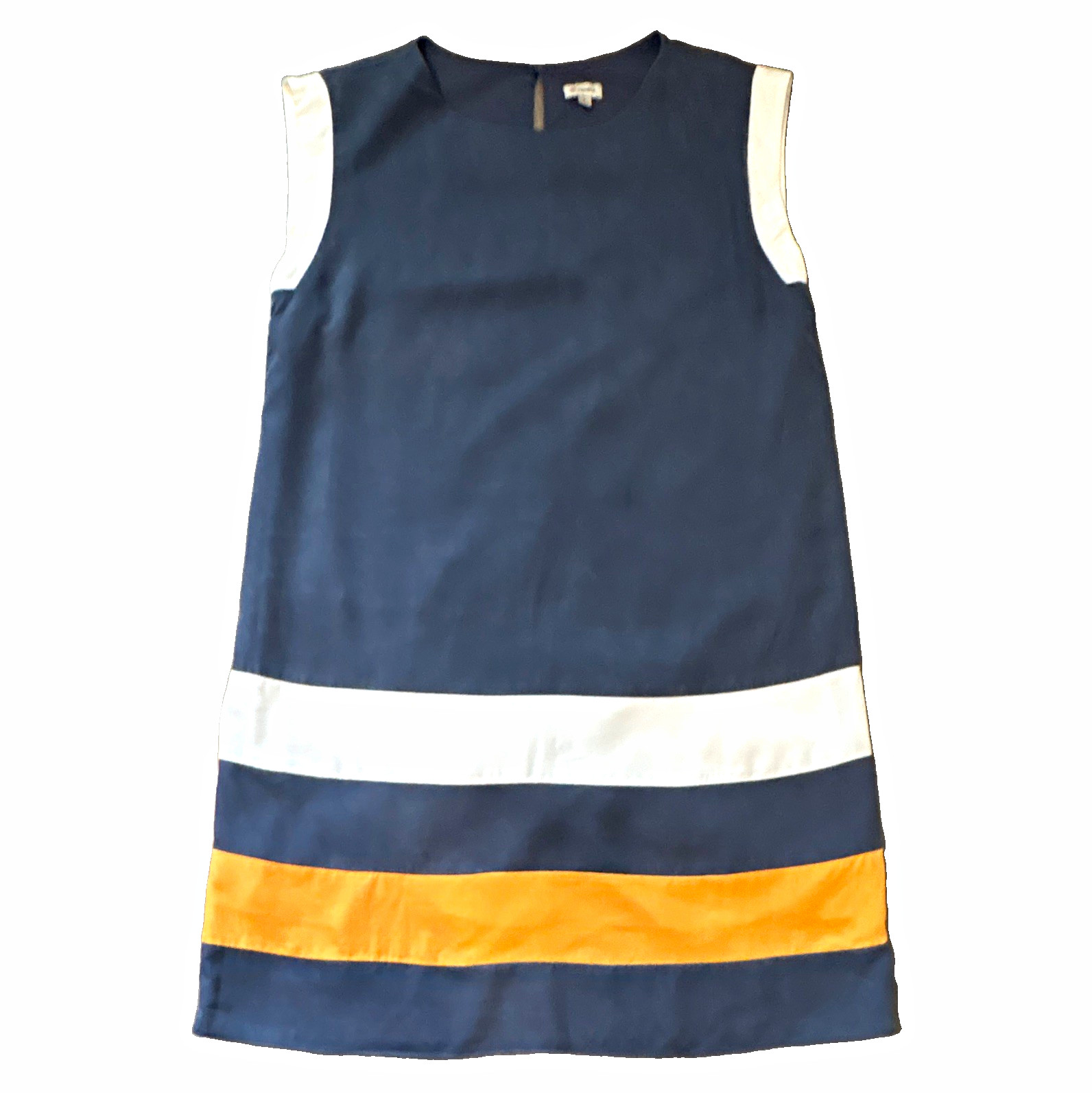 Cremieux Blue/White/Orange Nautical Shift Dress Lined Round Neck Zip Knee S/M