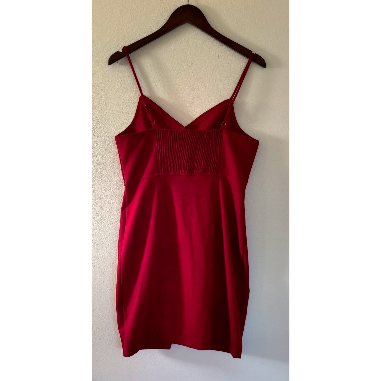 Gimmicks Buckle Dark Red Sleeveless Mini Dress Sz S Sweetheart Neck Snap Button