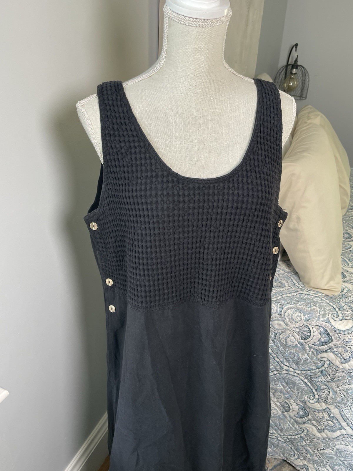 Nadia Black Textured Button Side Sleeveless Maxi Dress Women’s Size M