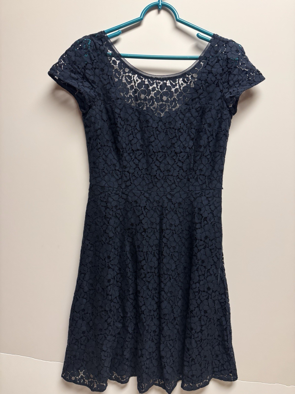 White House | Black Market Dress Back Zip Lace Navy Blue Size 4 No Belt Women’s