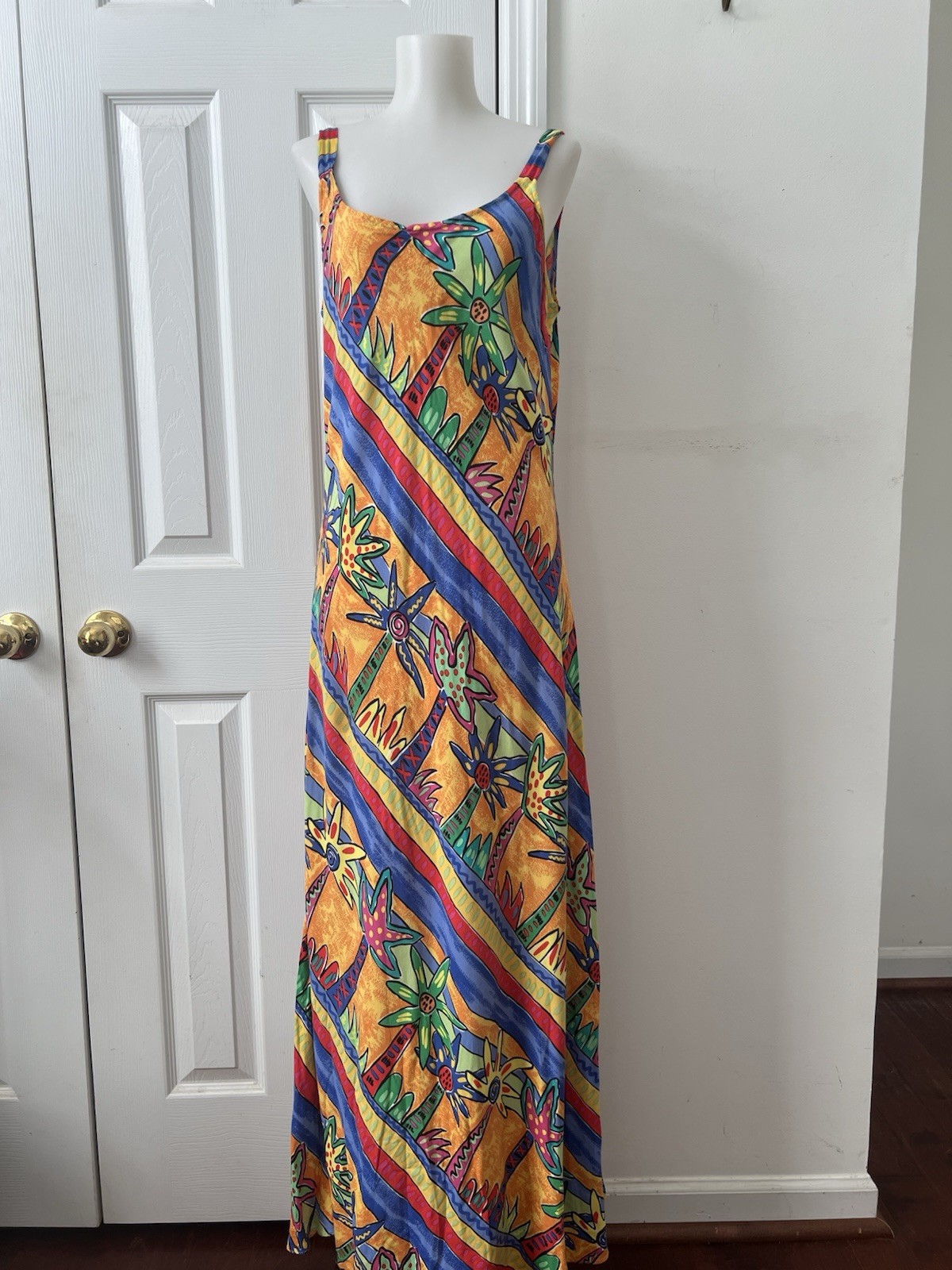 PALM BAY Vintage ’90’s Colorful Tropical Palm Tree Print Maxi Sun Dress Size L