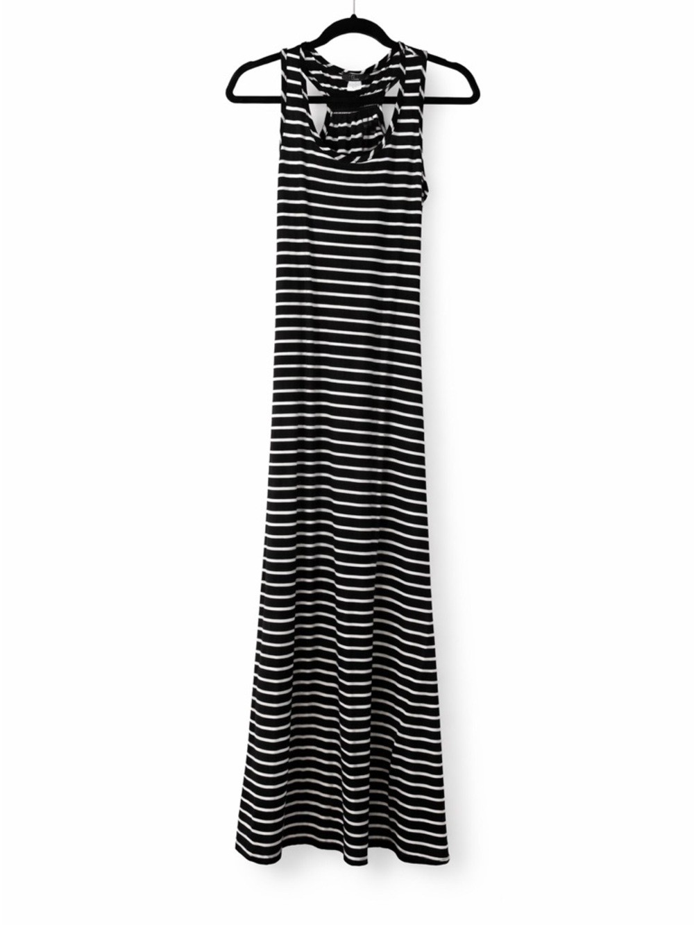 Pinc Black White Striped Maxi Dress Racerback Stretch Medium