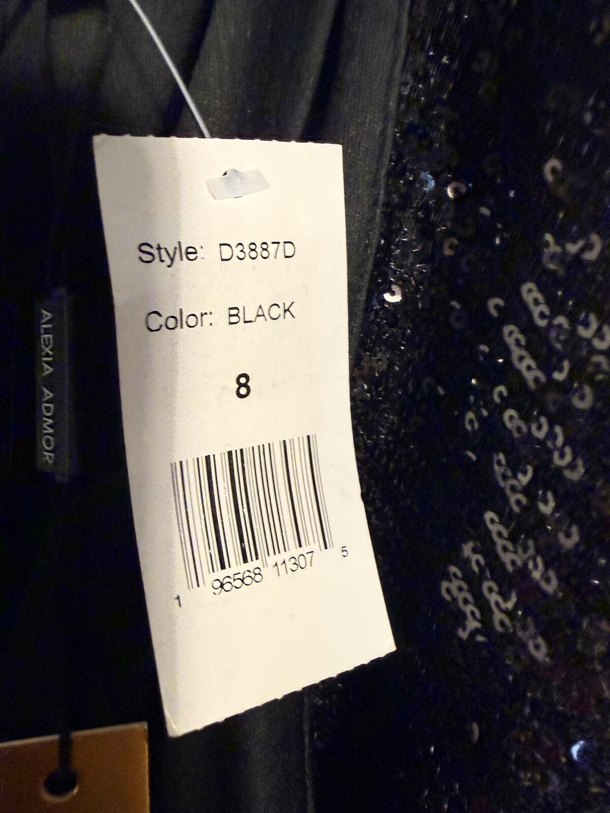 Alexia Admor Black Sequin One-Shoulder Formal Gown NWT