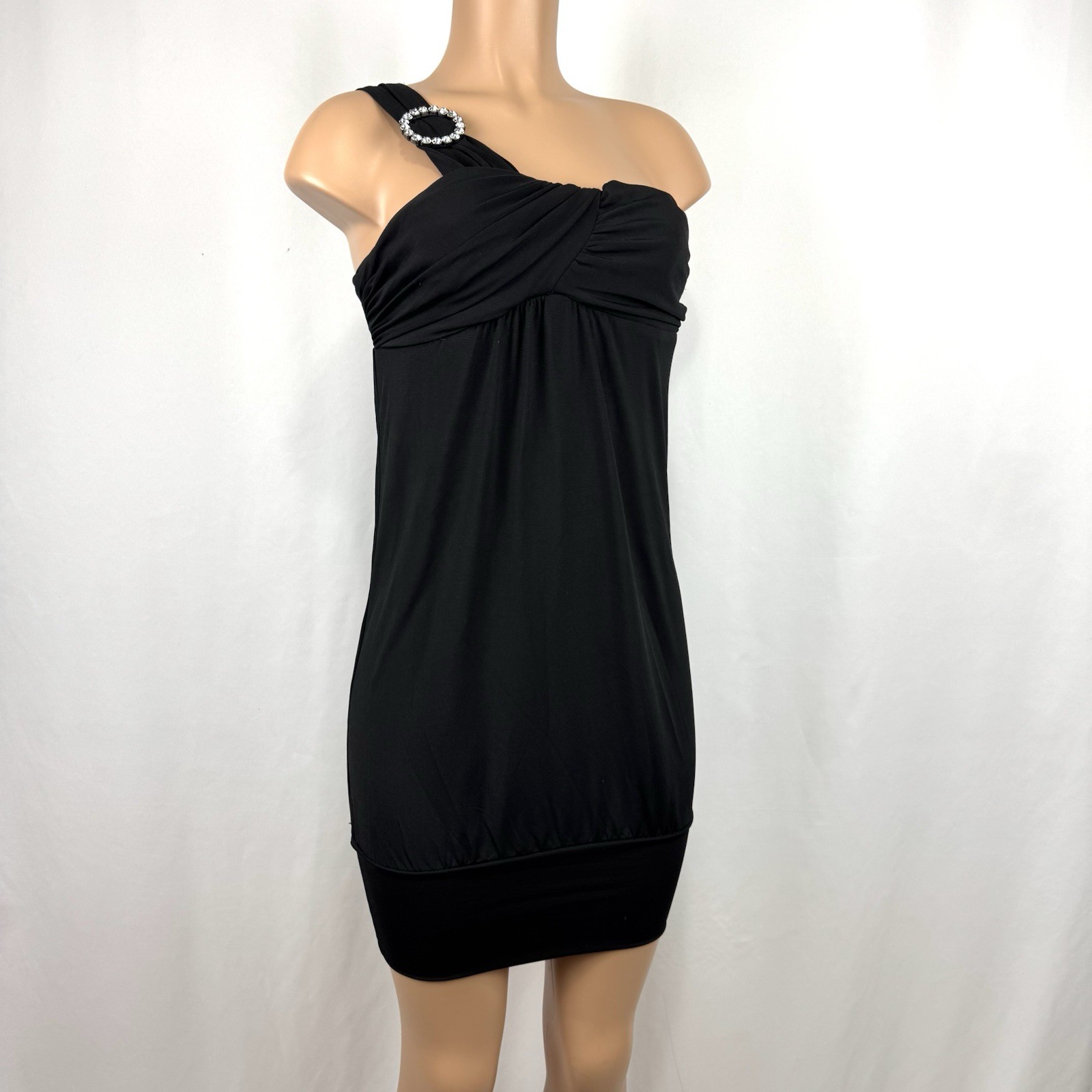 XOXO Black Mini Dress One Strap Tunic USA Sexy Y2K 90s 2000s Vintage Whimsical
