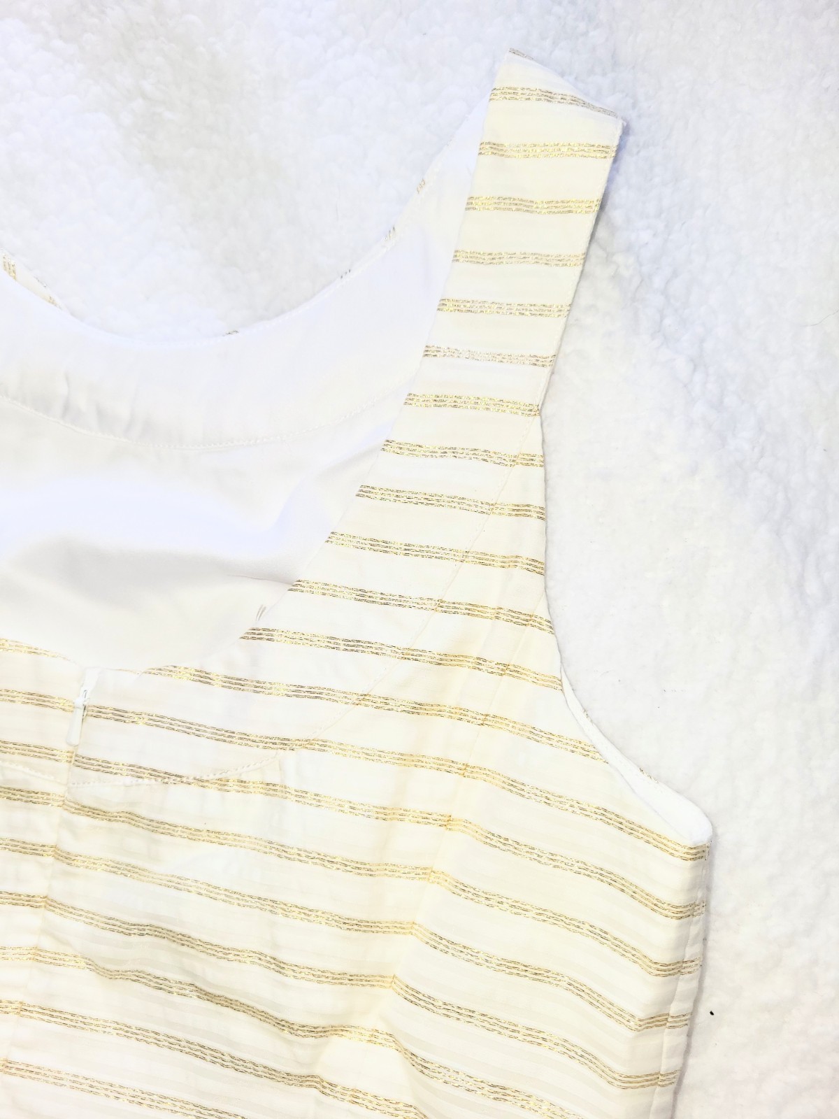NWOT Lilly Pulitzer Henley Metallic Gold & Ivory White Sheath Dress Size 4