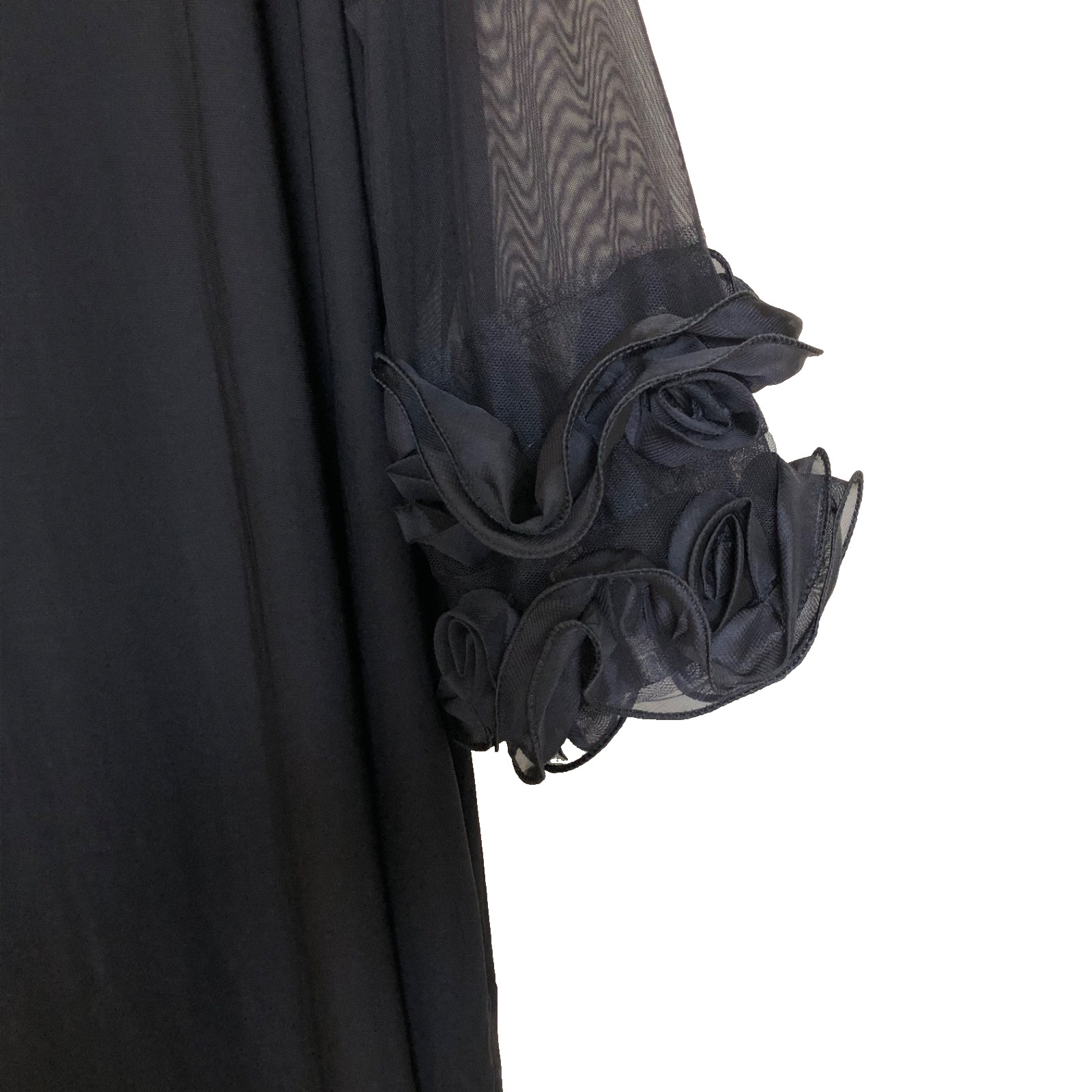NWT Nina Leonard Black Mesh Sleeve w/Ruffle Cuff Dress Sz 3X Wedding Graduation