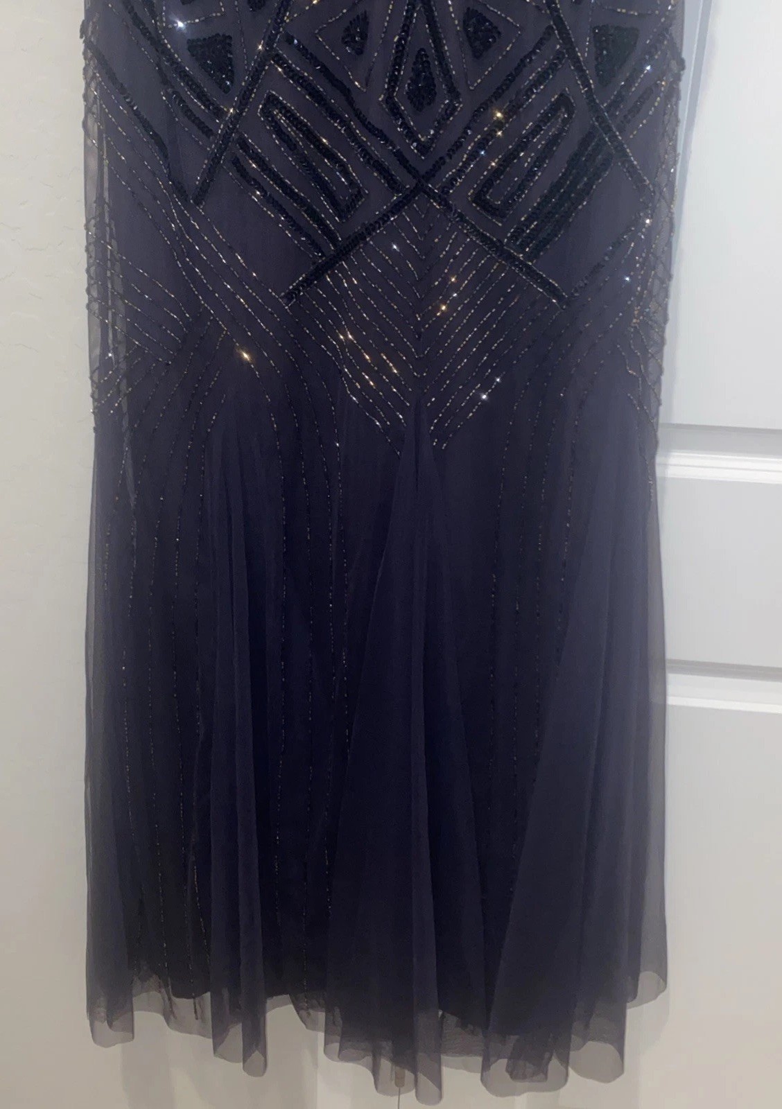 Pisarro Nights Geometric Beaded Mesh Sleeveless Gown Size 20 New Plum