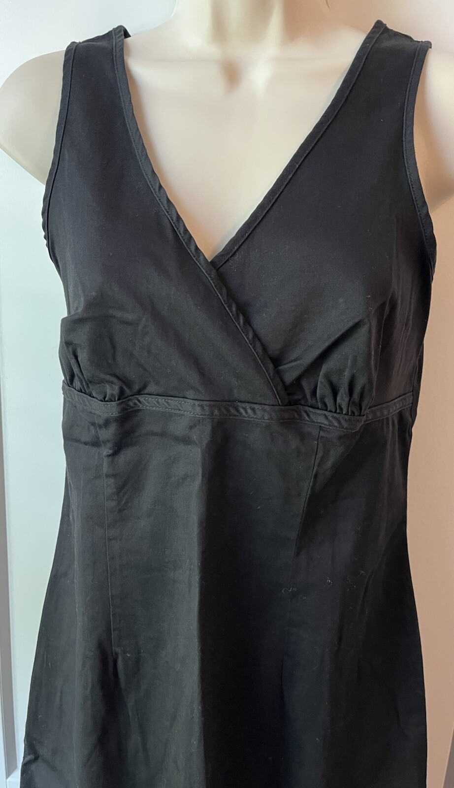 Faith Passion Casual Dress Black Cotton Spandex Size 8 V Neck Sleeveless