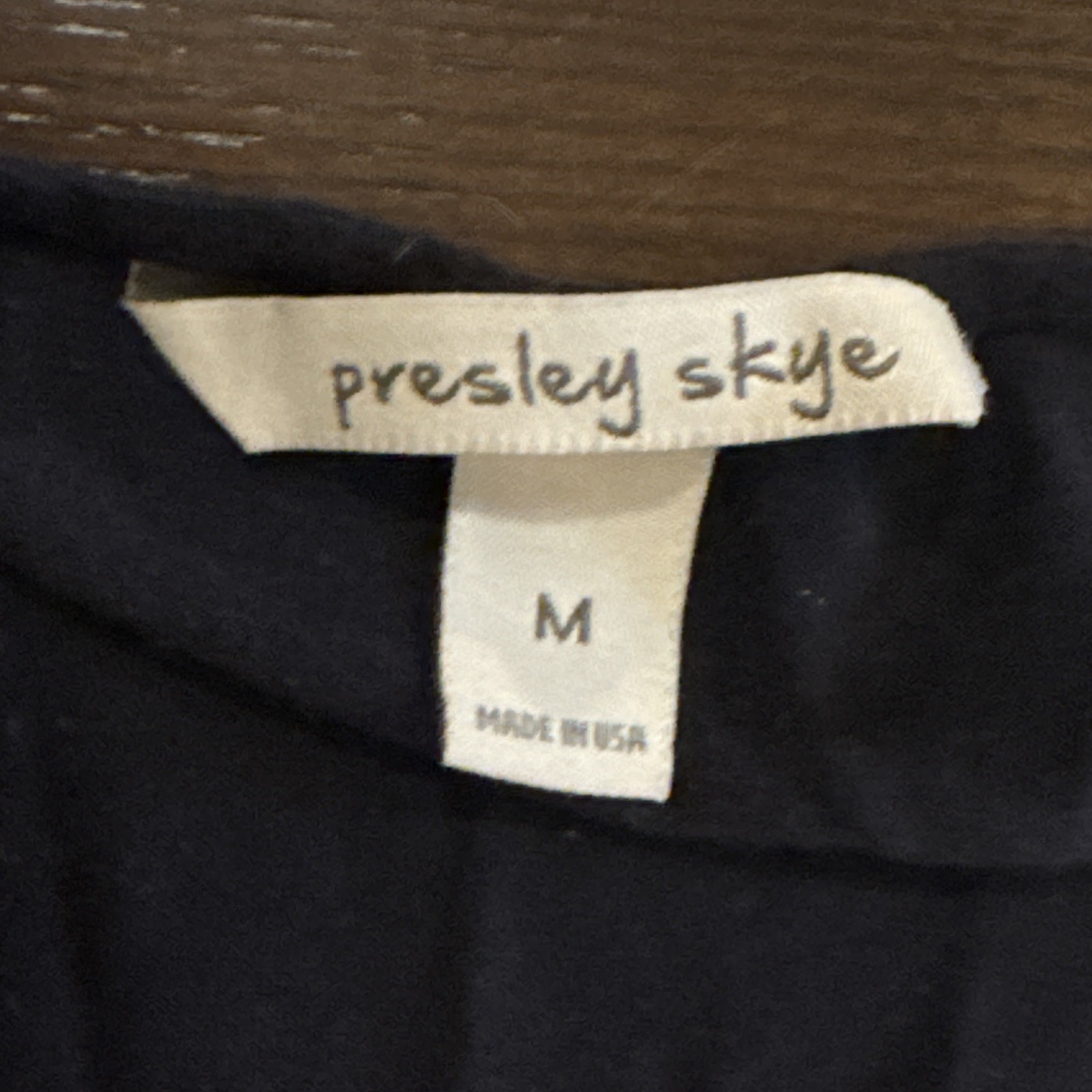 Presley Skye Belted Long Dress Black Simple V Neck Short Sleeve Medium USA