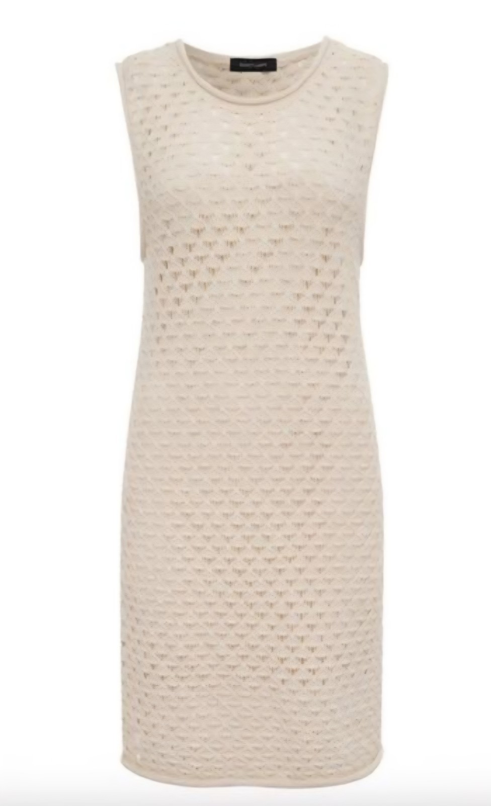 Sanctuary Beige Crochet Sleeveless Shift Dress M, Geometric Pattern, Crew Neck