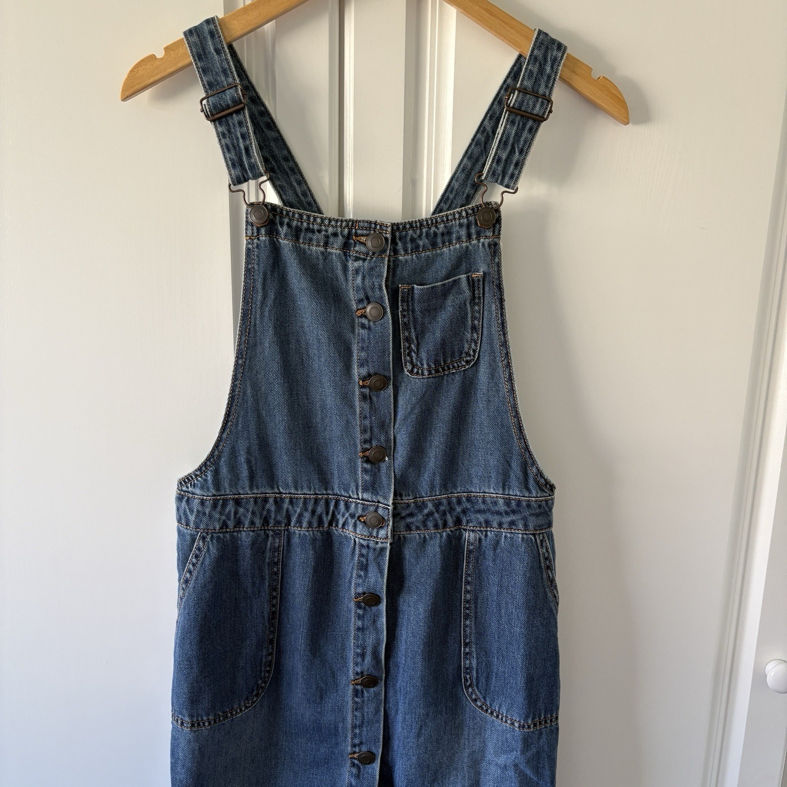 Ladies TU Short Denim Pinafore Dungaree Dress 100% Cotton UK 12 Adjustable Strap