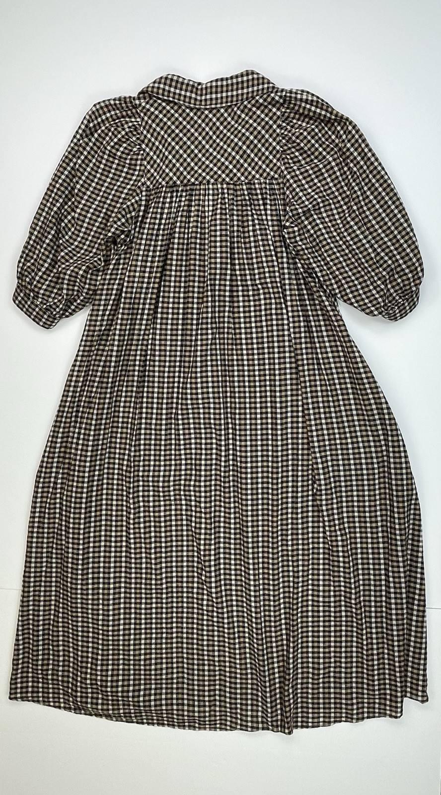Samsoe Samsoe Opal Plaid Midi Dress Womens S Brown Gingham Cotton Collared