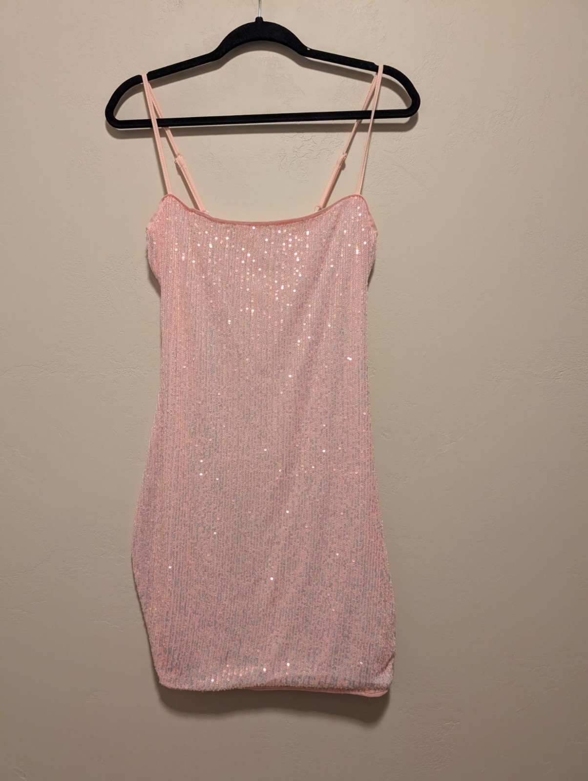 Pink Sequin Sleeveless Mini Dress With Adjustable Straps Barbiecore