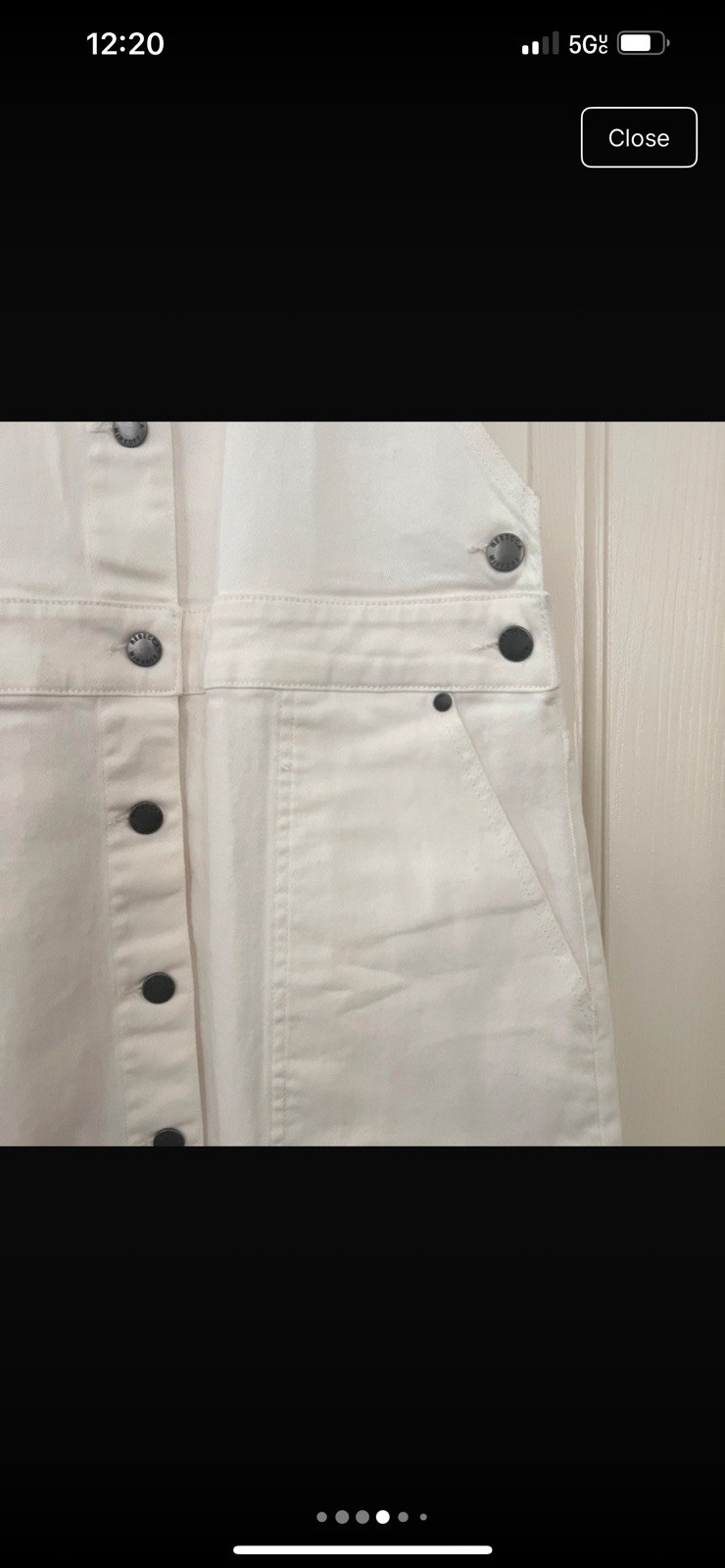 Rebecca Minkoff White Denim Button-Front Overall skirt Square Neck Pockets Large