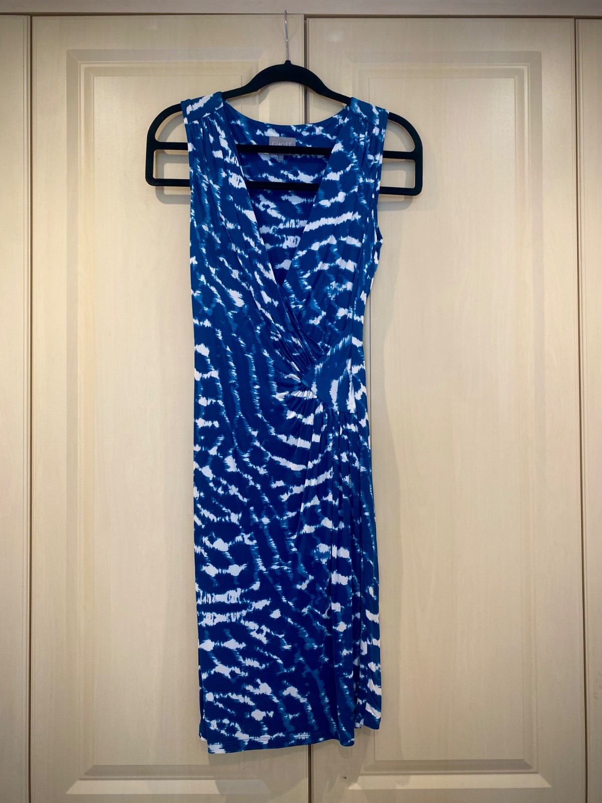 GHOST LONDON Blue White Dress SMALL / UK8