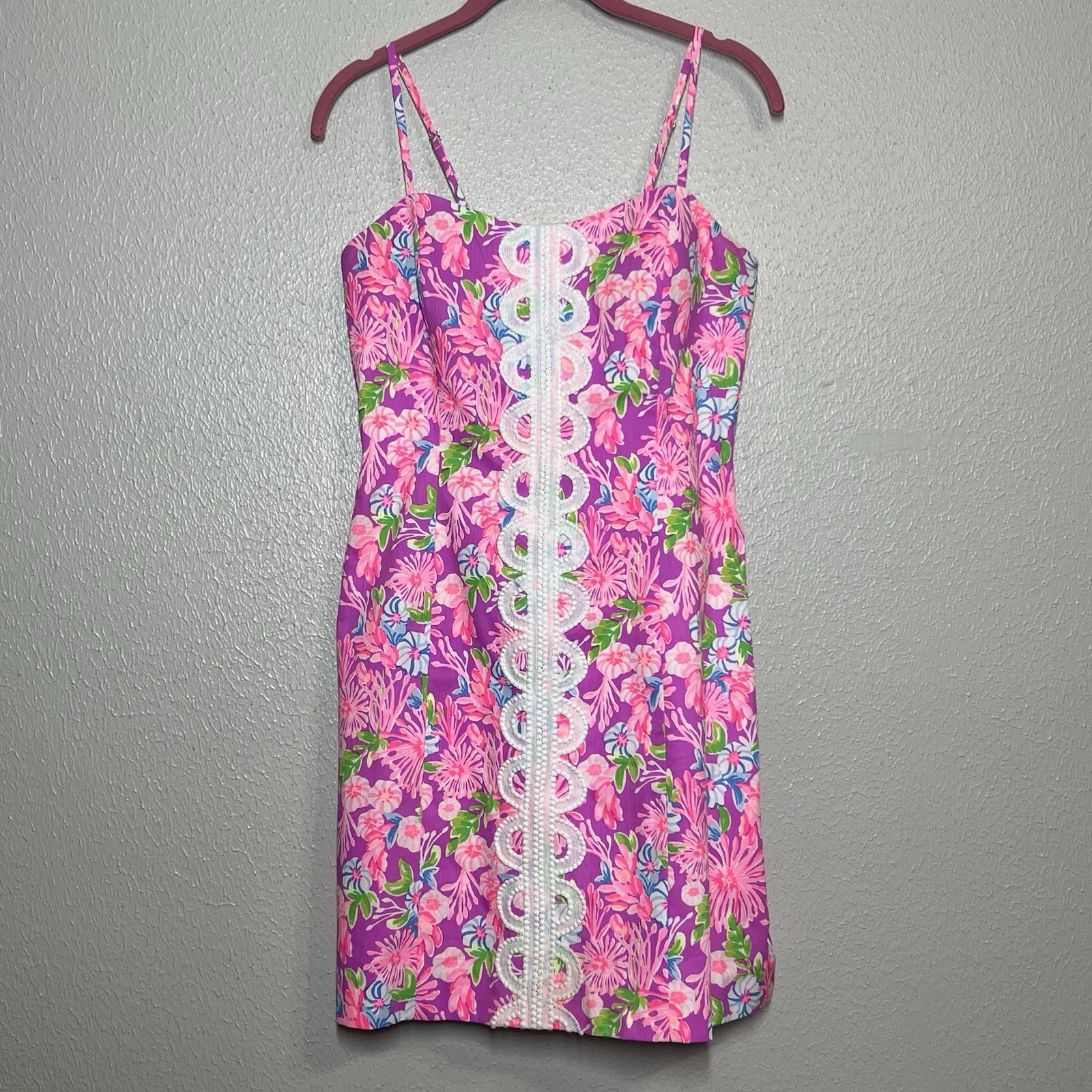 Lilly Pulitzer Shelli Stretch Fitted Dress Amethyst Moms The Word Mini Size 8