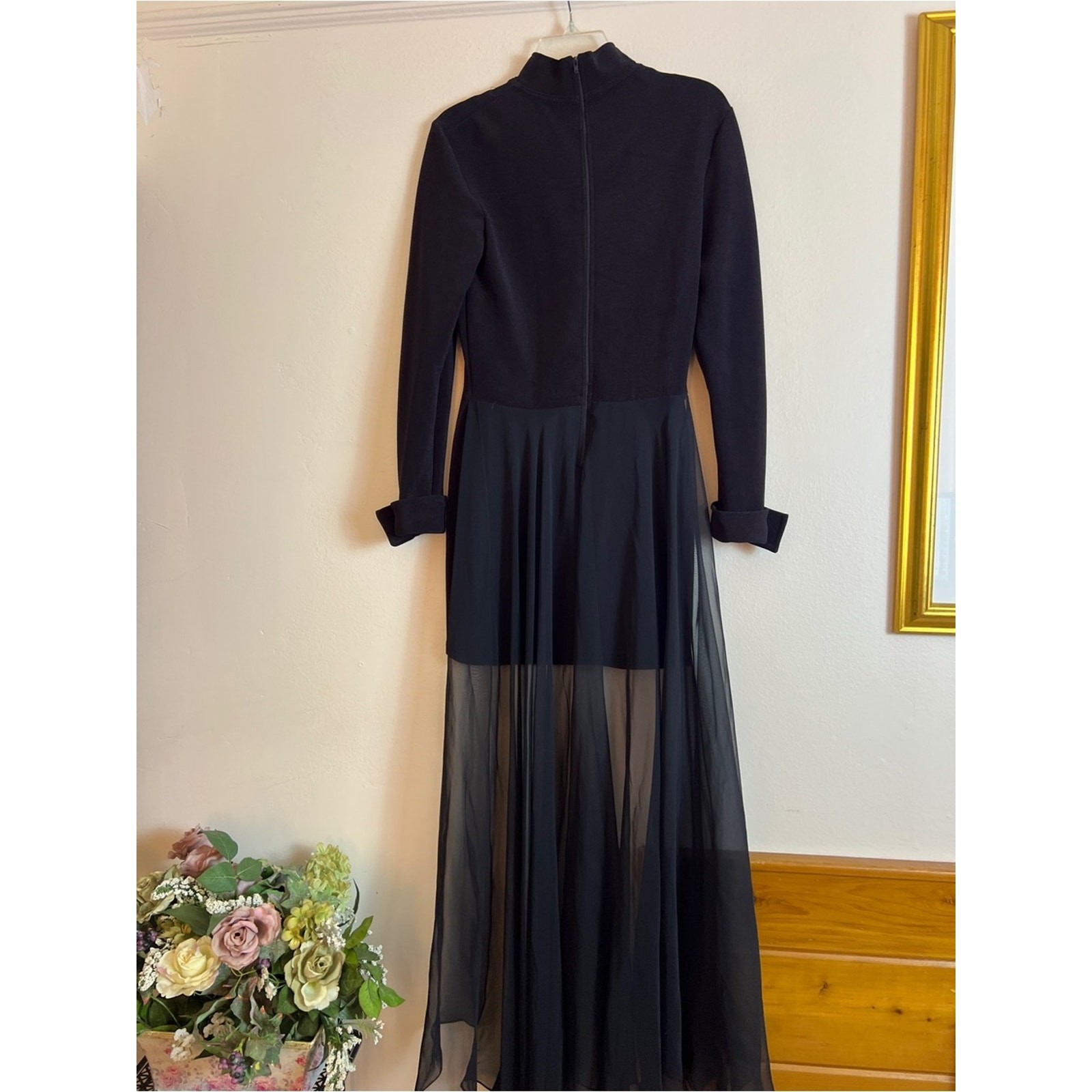 Vintage 1980’s-1990’s Dana Deatherage Cache black dress with sheer skirt