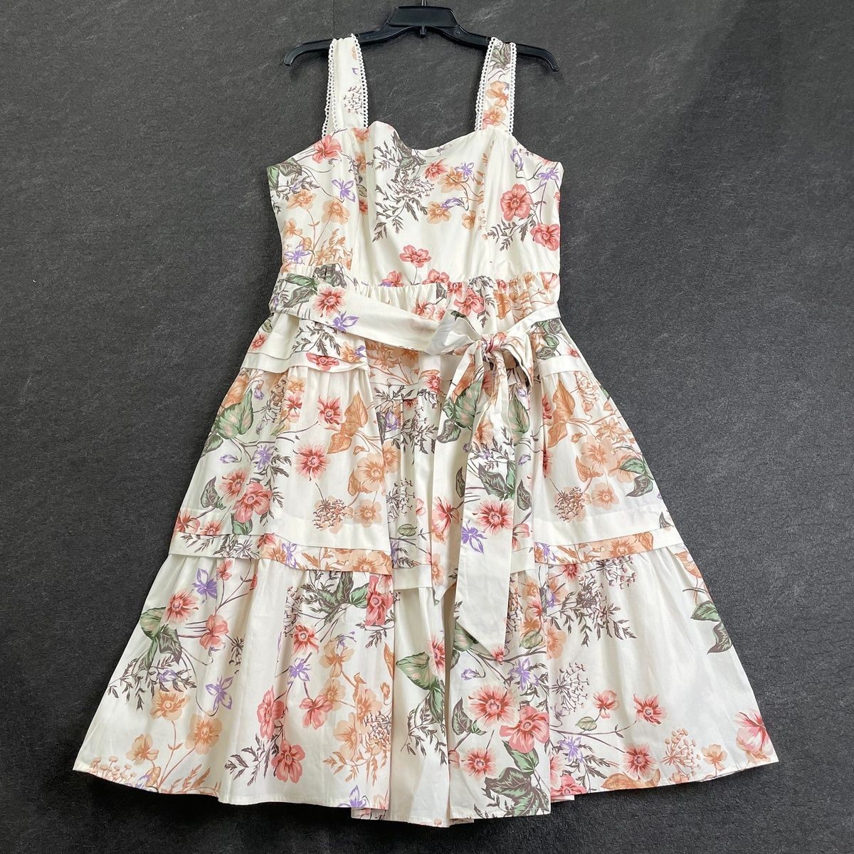 ANNE KLEIN Floral Print Tiered A-Line Midi Dress Women’s Size XL