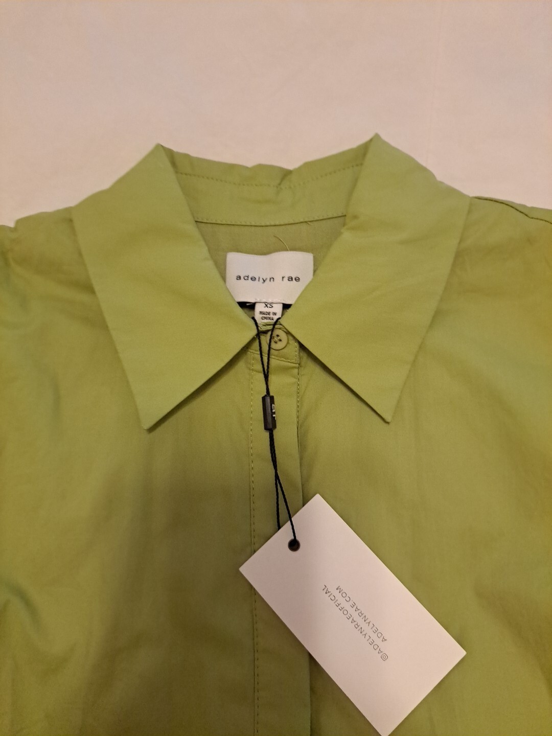 NWT Adelyn Rae Dustina Dress Woven Point Collar Embroidered Hem Green Sz XS #126