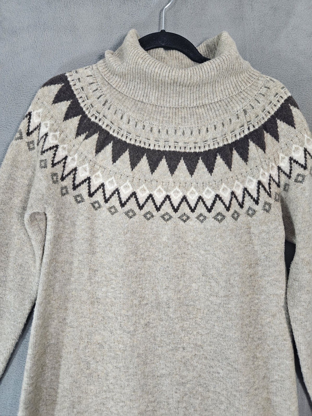 The Normal Brand Arvada Fair Isle Sweater Knit Dress Oatmeal Wool Blend Sz XS