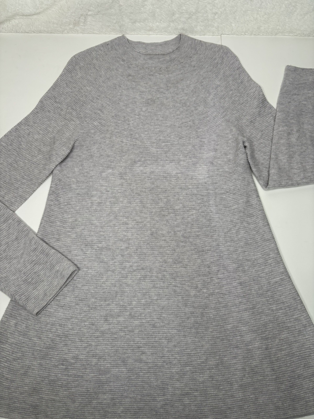 Jigsaw light Grey Wool blend Ribbed Knit jumper dress size M Tunic Sweater