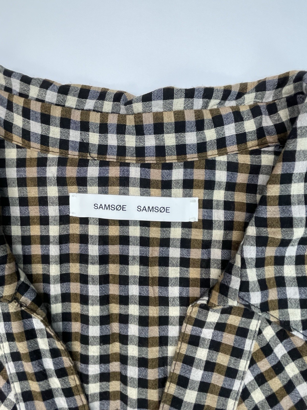 Samsoe Samsoe Opal Plaid Midi Dress Womens S Brown Gingham Cotton Collared