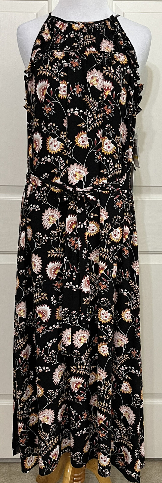 NWT 1State size M wanderlust black pink floral sleeveless maxi dress