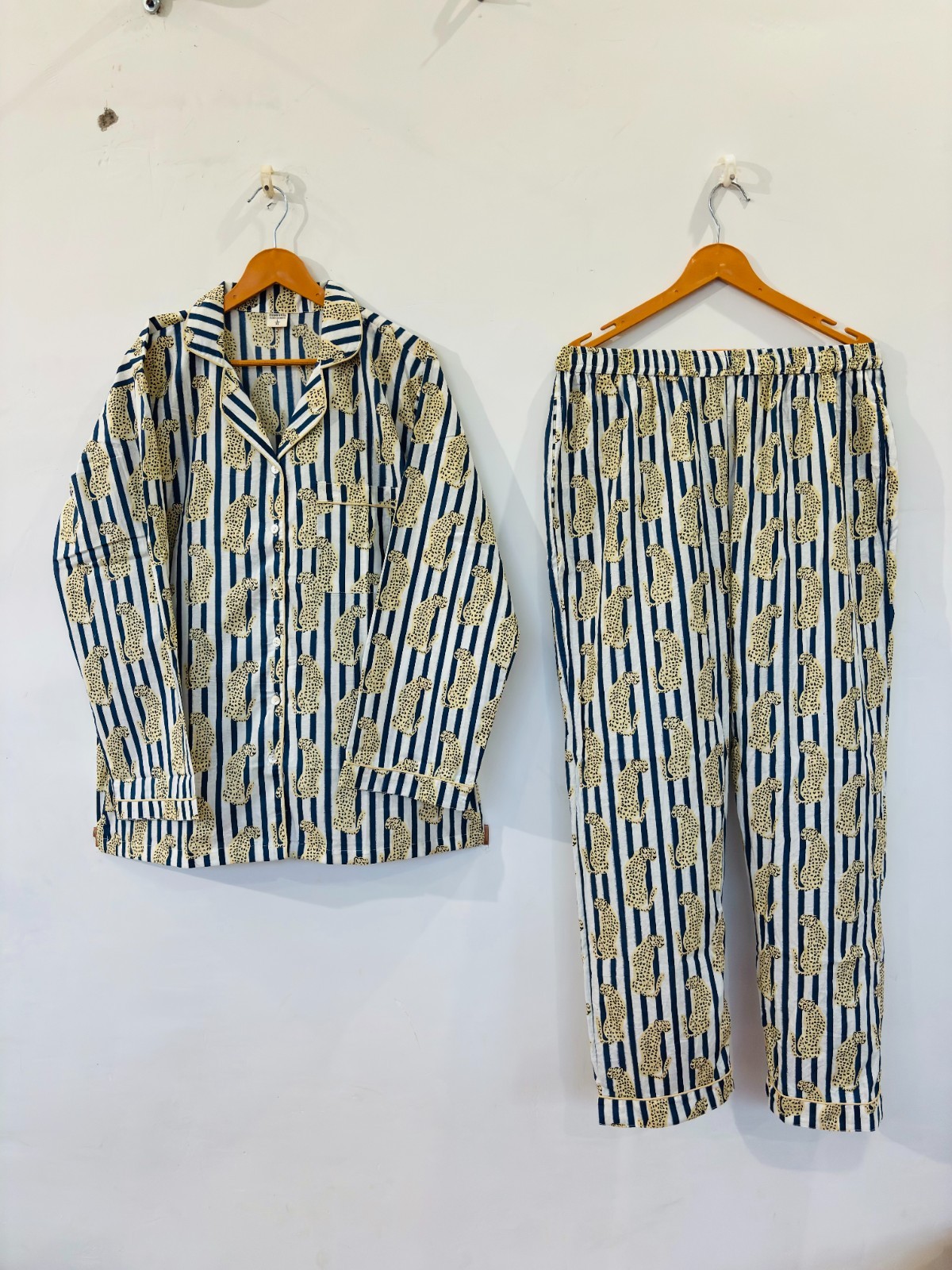 LeopardPrint Cotton Pajama Set:Summer Loungewear night wear for woman’s giftitem
