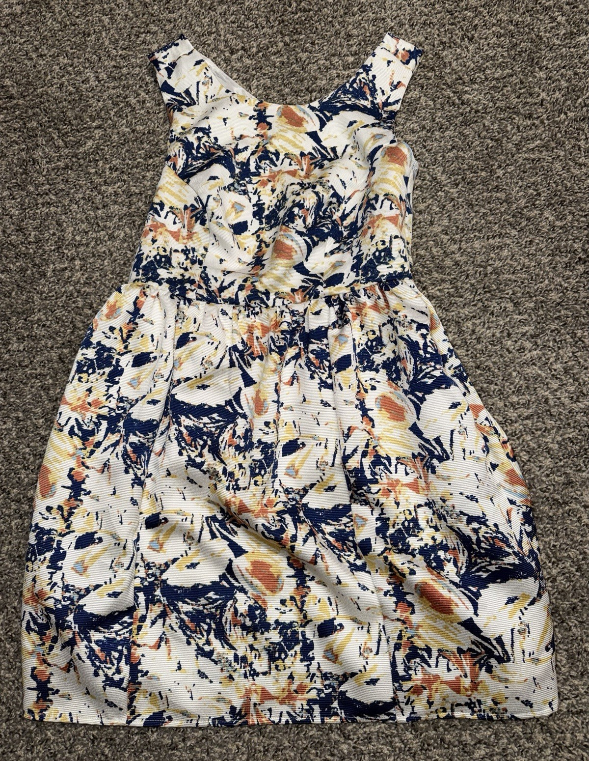 Pim + Larkin Womens Large Fit & Flare Dress Abstract Floral Open Back Lined