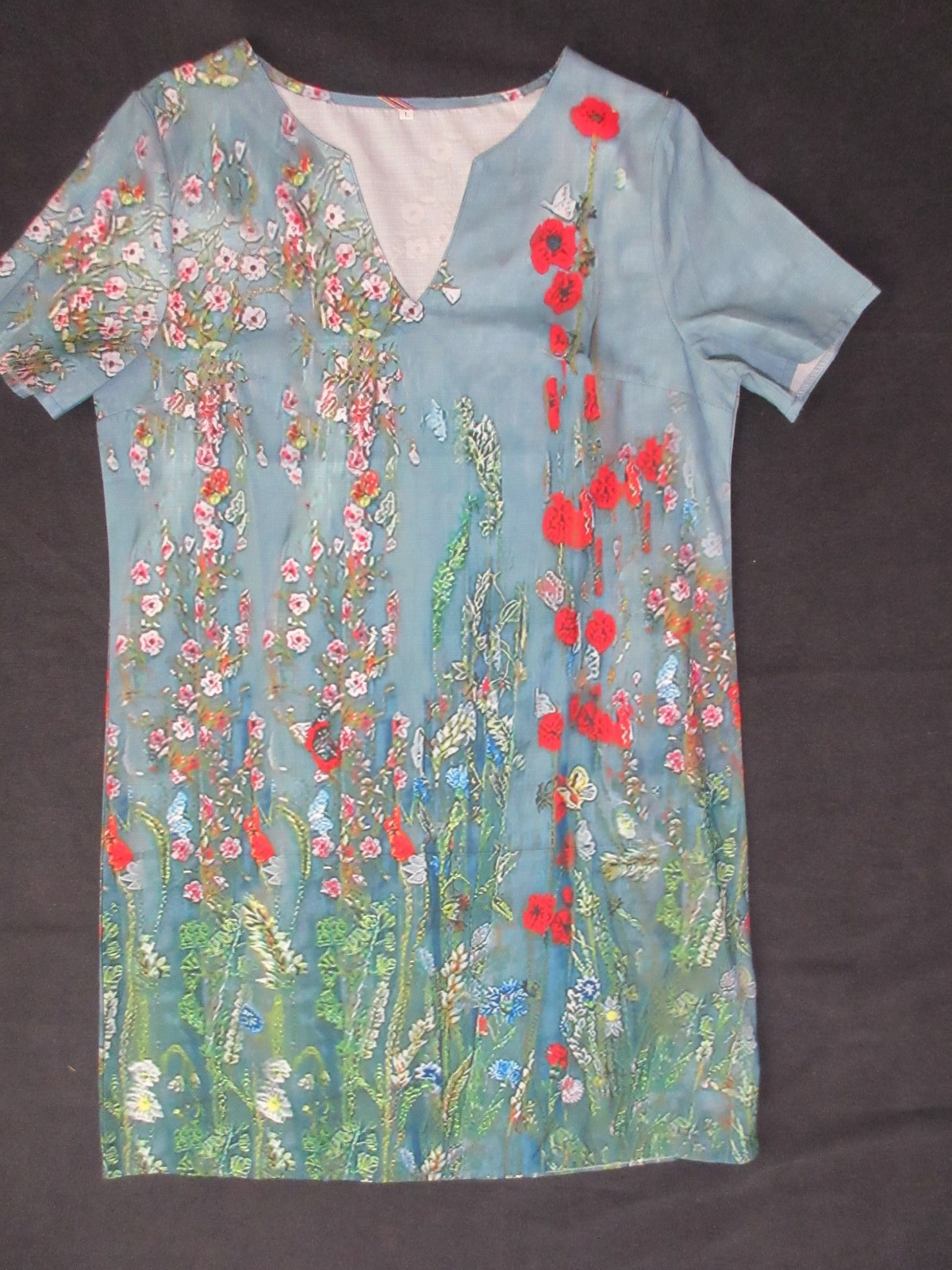 Unbranded Pull Over V Neck Short Sleeve Dress, 100% Polyester, Size XXL, NWOT!