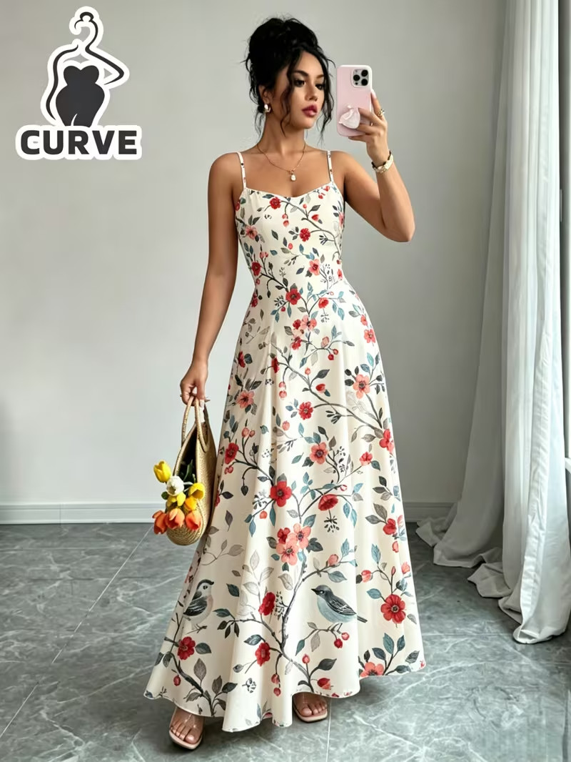French Romantic Floral Patchwork Maxi Dress