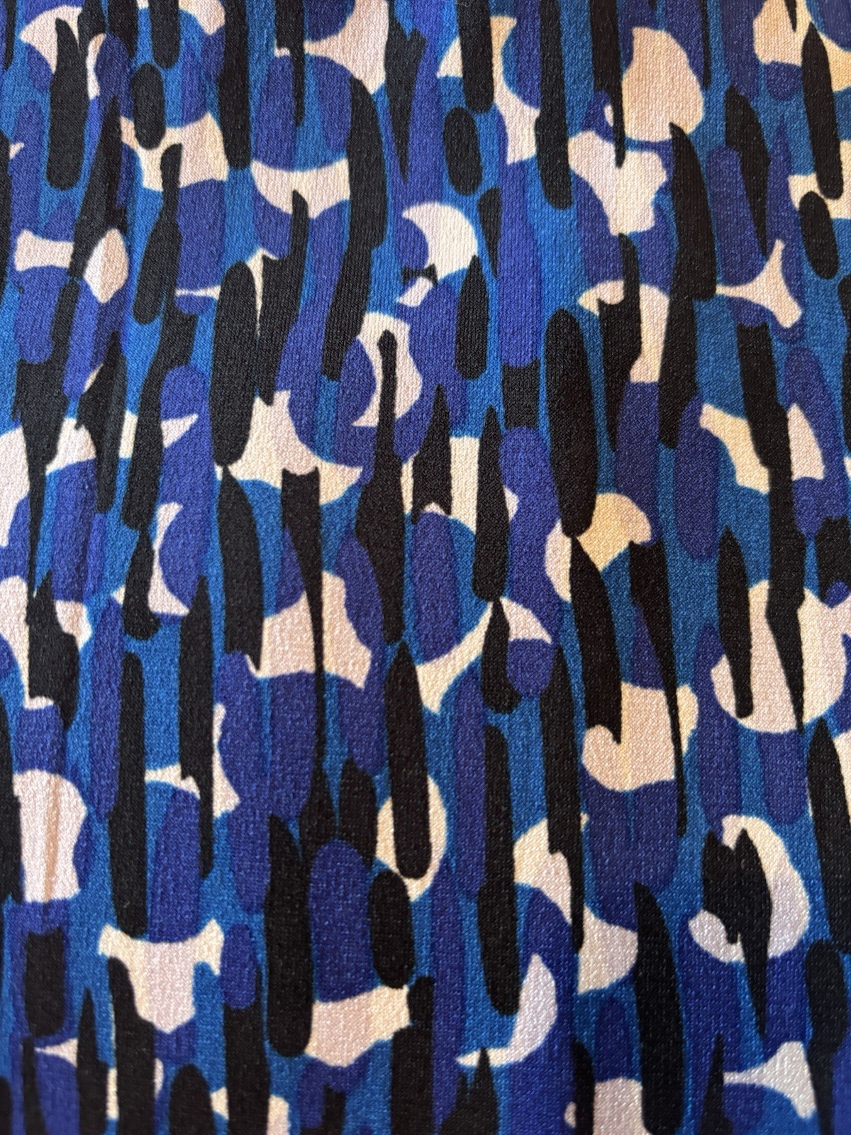 Coldwater Creek 14 Blue Print Polyester Knit Sleeveless Knee-length V-neck Dress