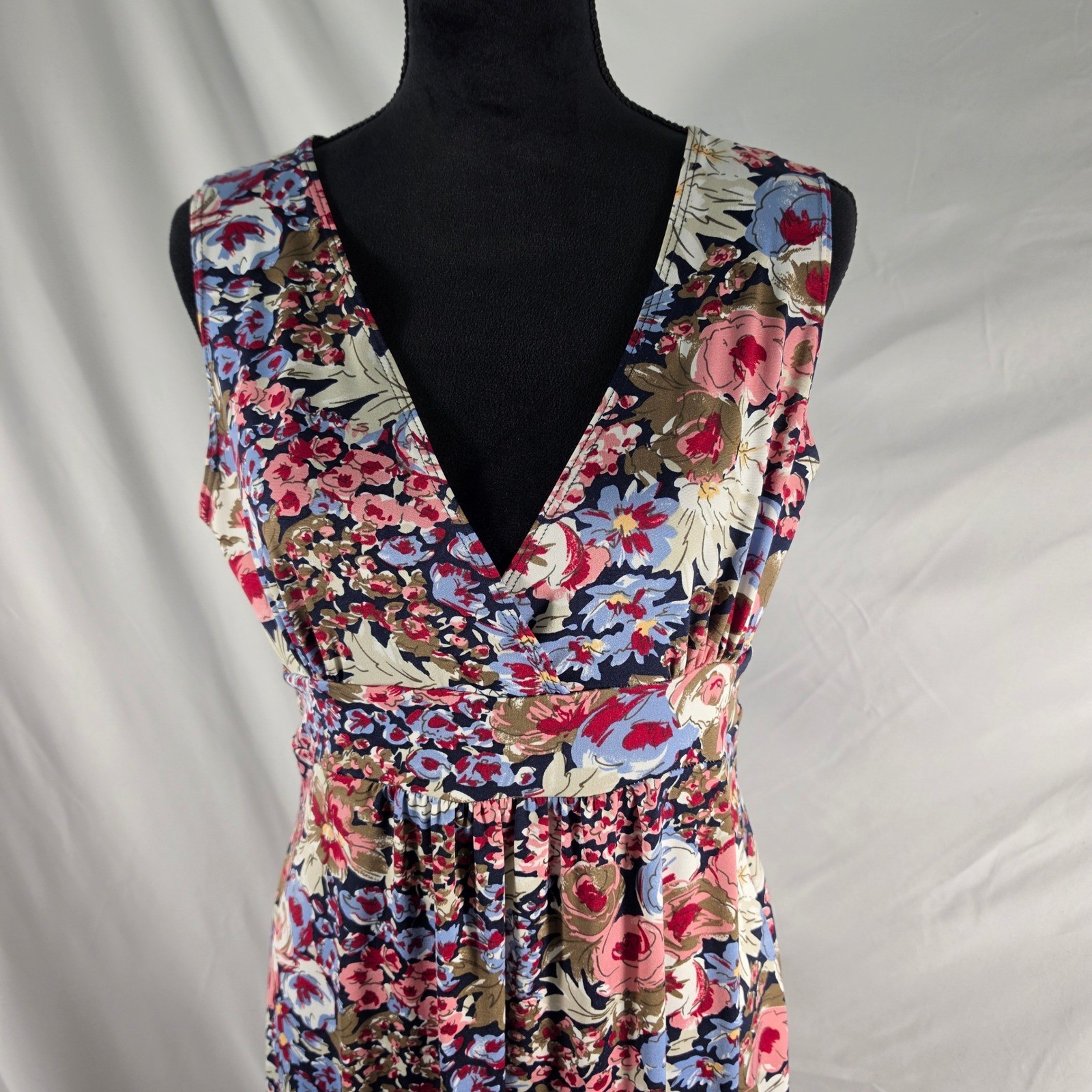 NY Collection Women Cottagecore Floral Sleeveless Maxi Dress V-Neck Empire Waist