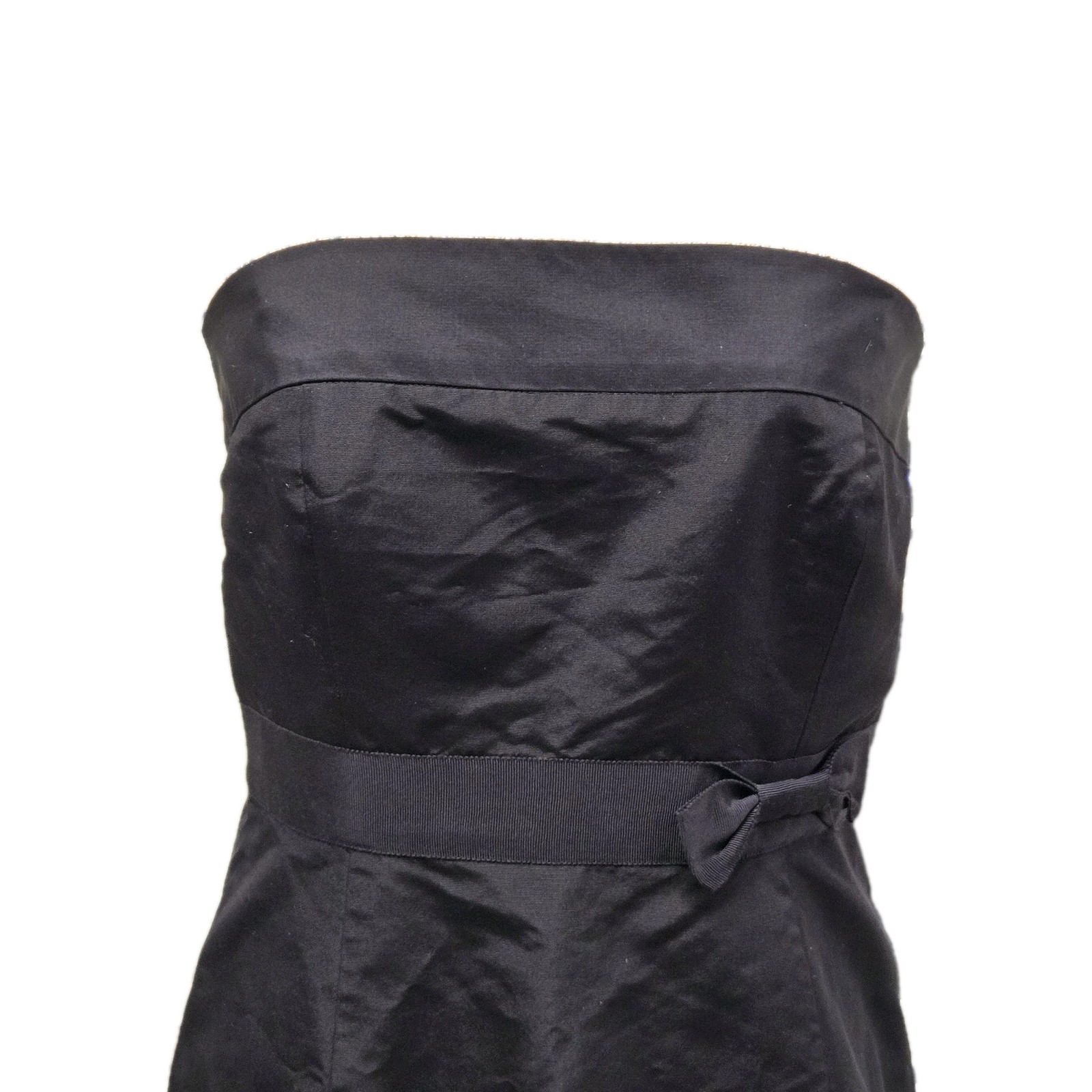 Vtg J Crew Silk Cocktail Dress Strapless Empire Waist Midi Black Sz 8 Going Out