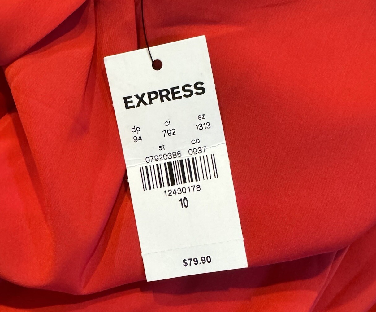 Express NWT Plunging Keyhole Long Sleeve Red Dress Size 10 Holiday Classic