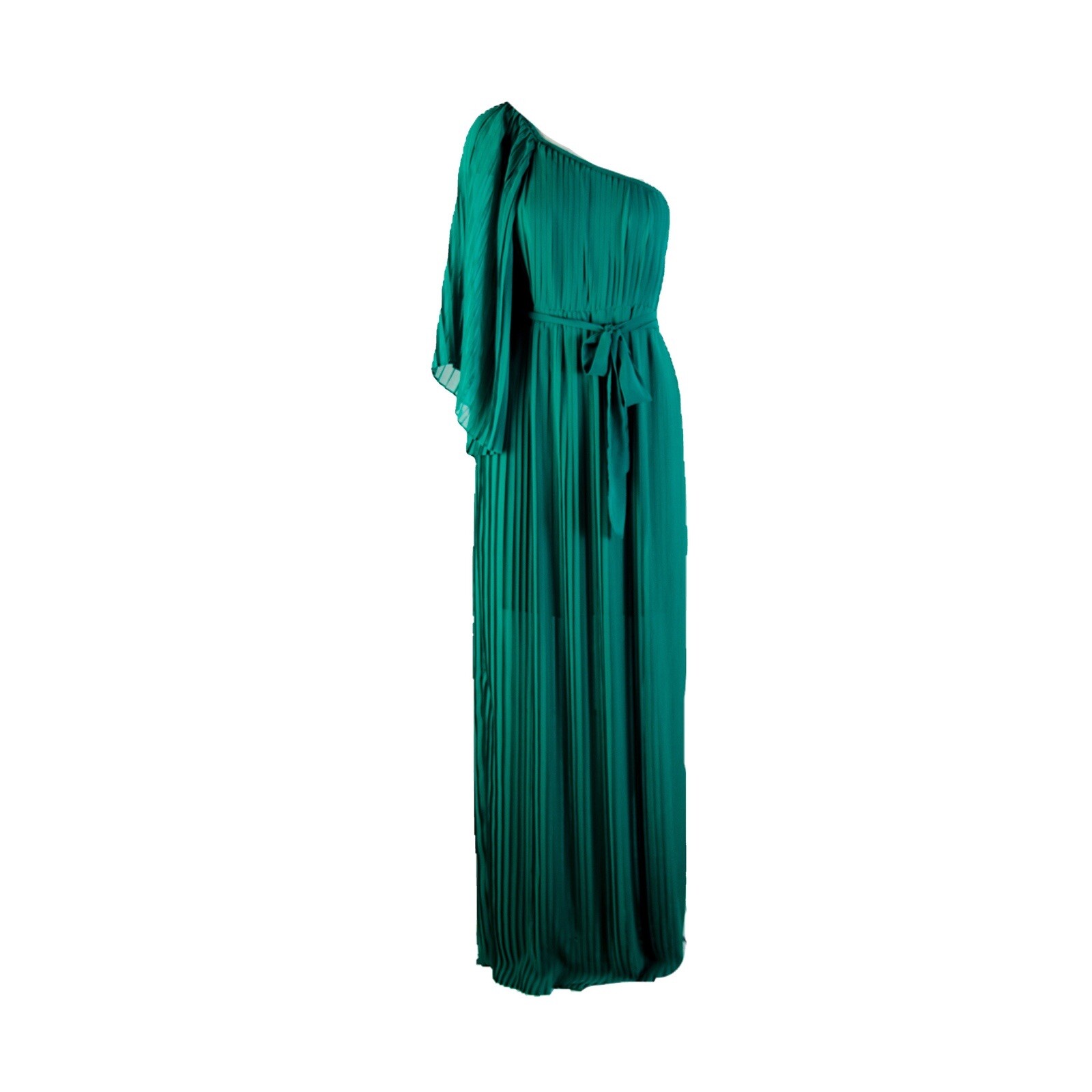 Lush Emerald Green Pleated Single Shoulder Maxi Dress Bridesmaid Size L