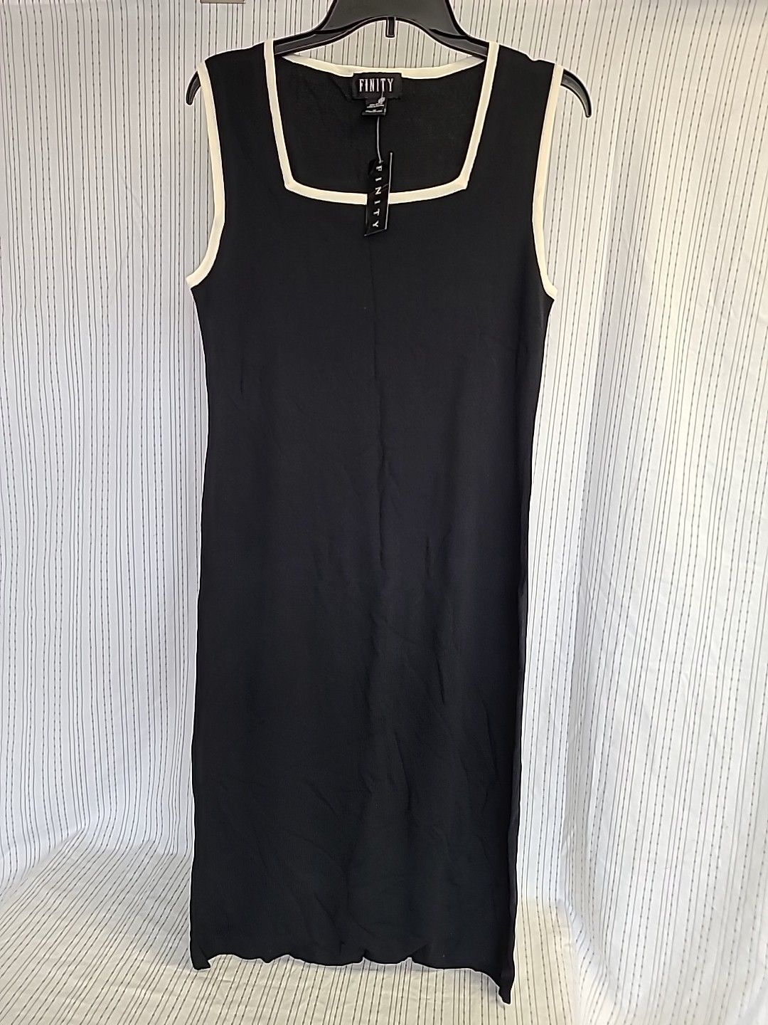 Finity Vintage Dress Black Midi Silk Y2K Classic Prom Size M