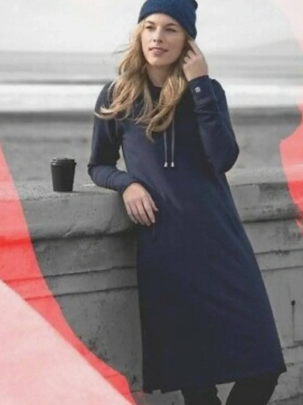 New Betabrand Navy Weekender Hoodie Dress Large